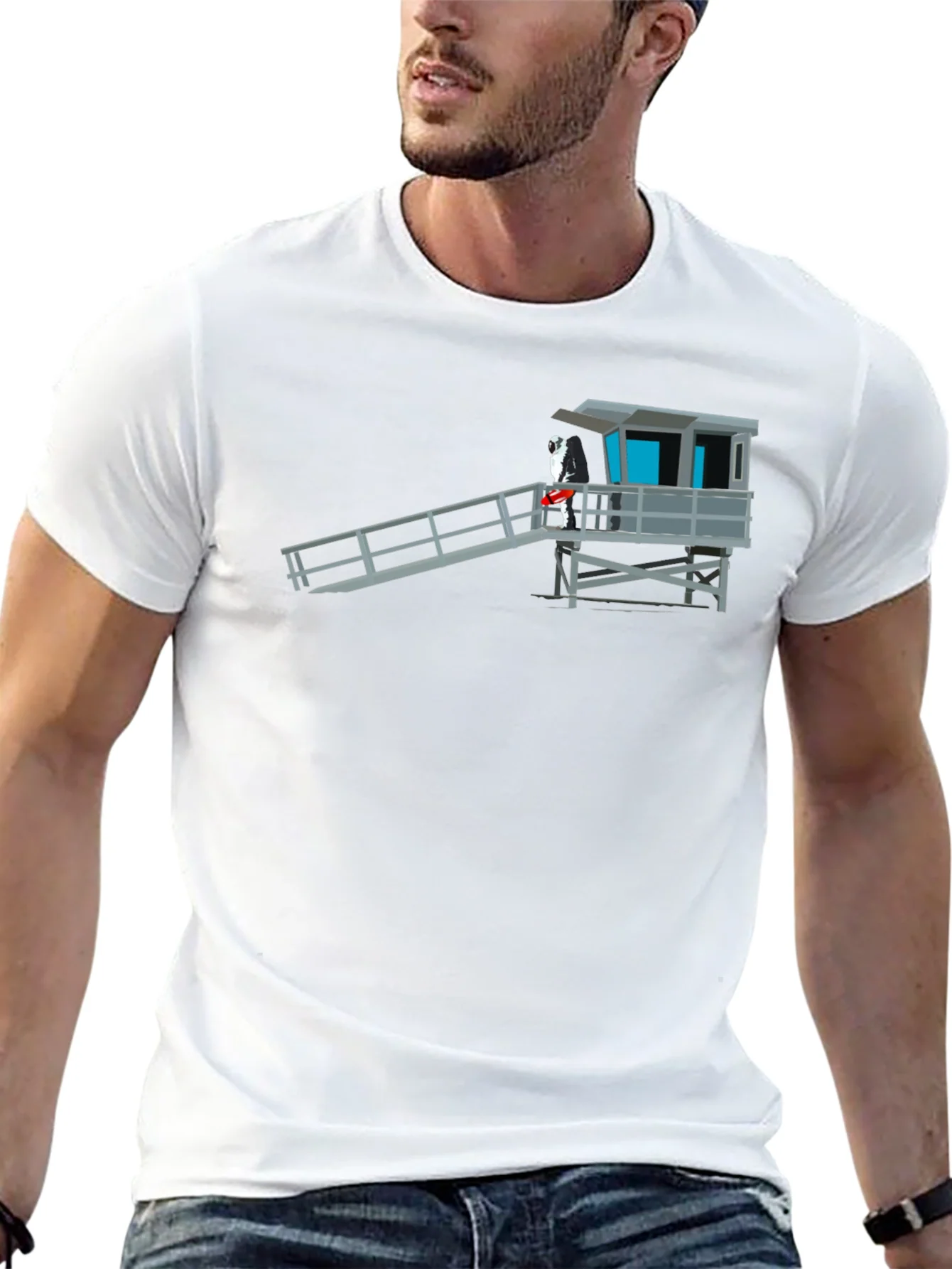 Rebbecca Lifeguard Tower Graphic Tee - Coastal Vibe Shirt