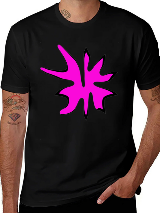 Rebbecca Bold Graphic Print Tee - Pink Splash on Black Cotton
