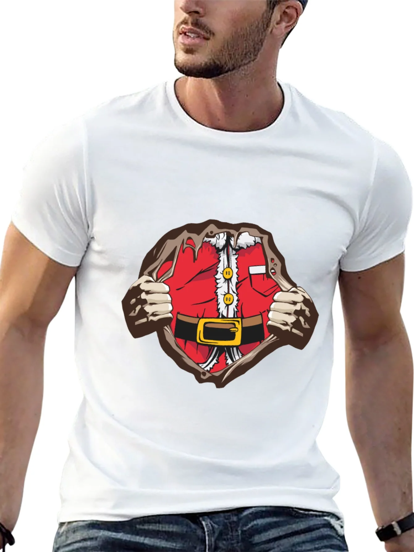 Camiseta Negra Dise?o Santa Superh¨¦roe