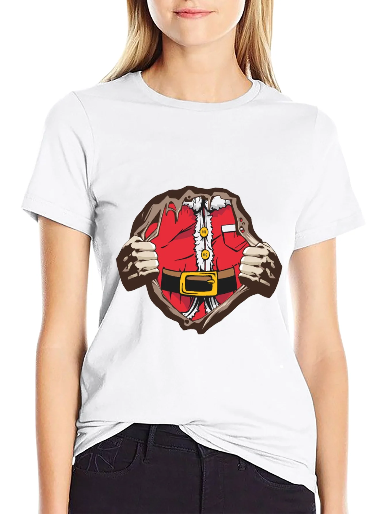 Camiseta Negra Dise?o Santa Superh¨¦roe