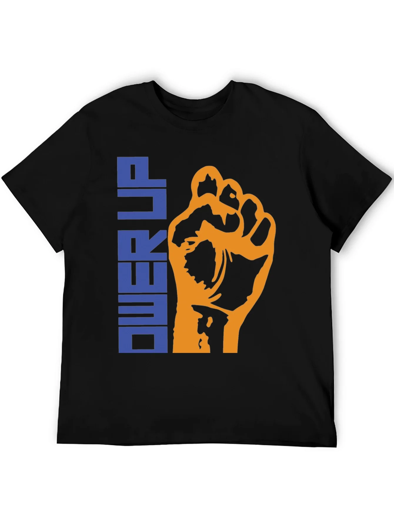 Camiseta Negra Power Up con Dise?o de Pu?o Alzado