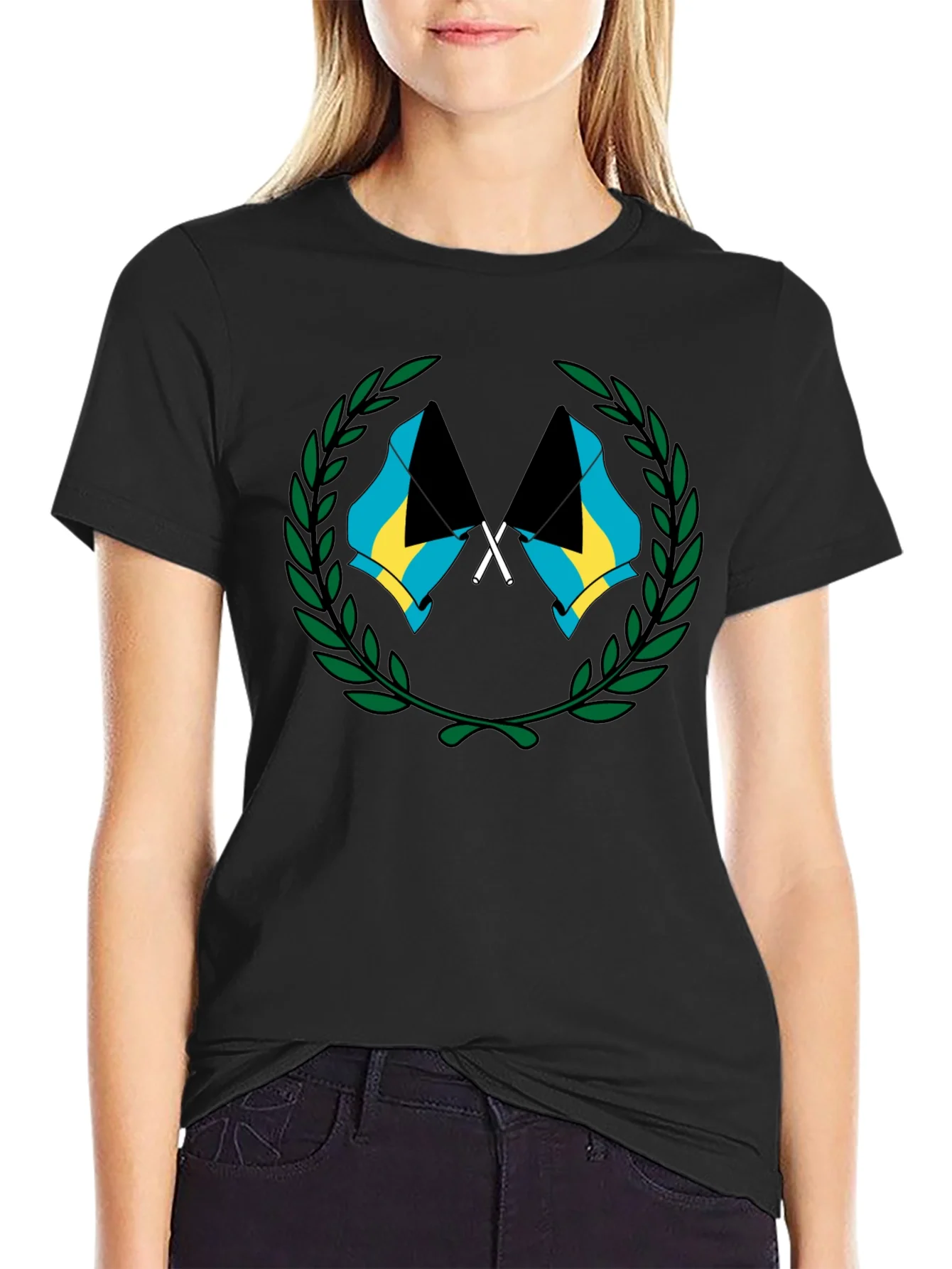 Rebbecca Bahamas Flag Graphic T-Shirt - Black