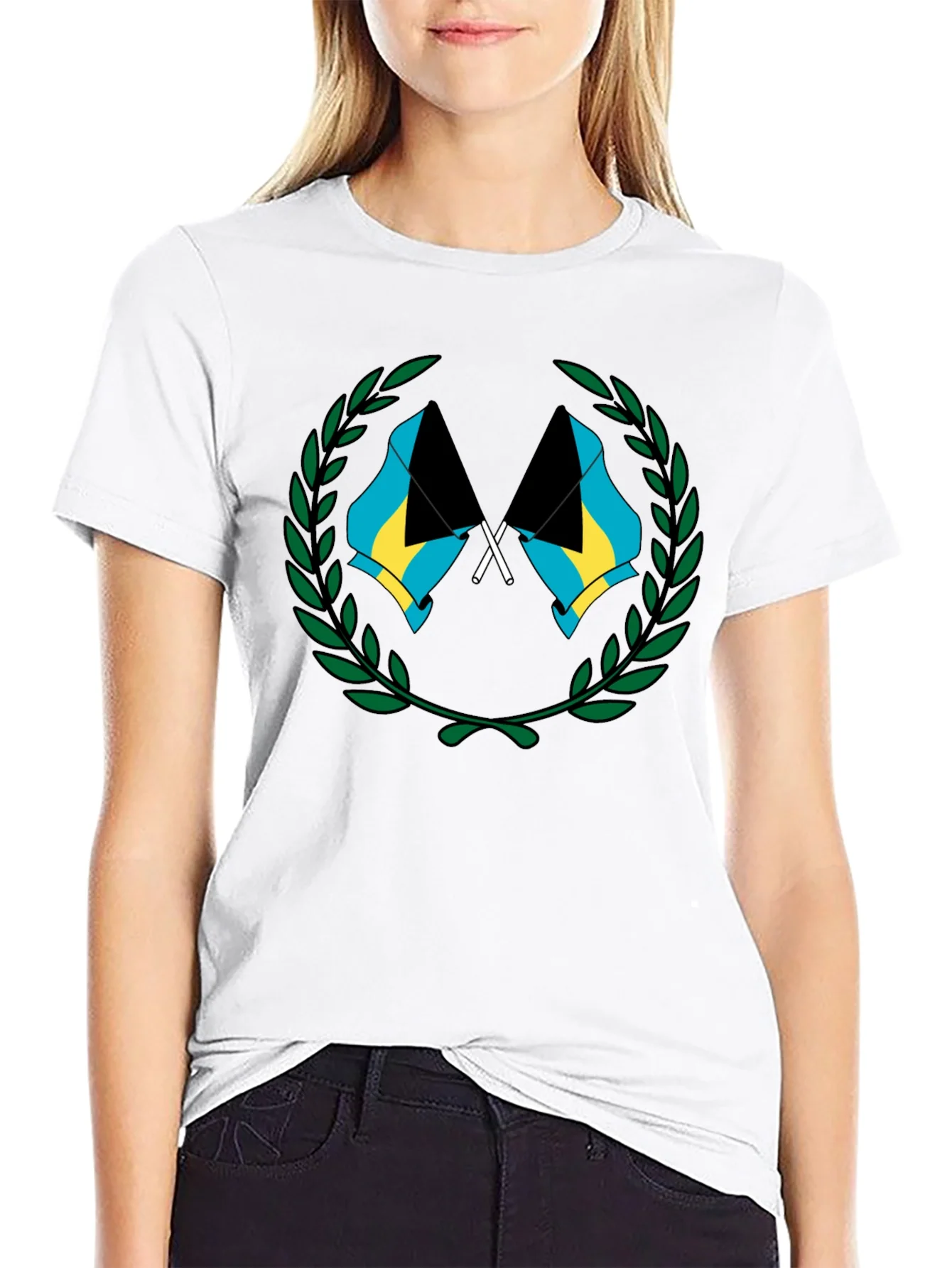 Rebbecca Bahamas Flag Graphic T-Shirt - Black