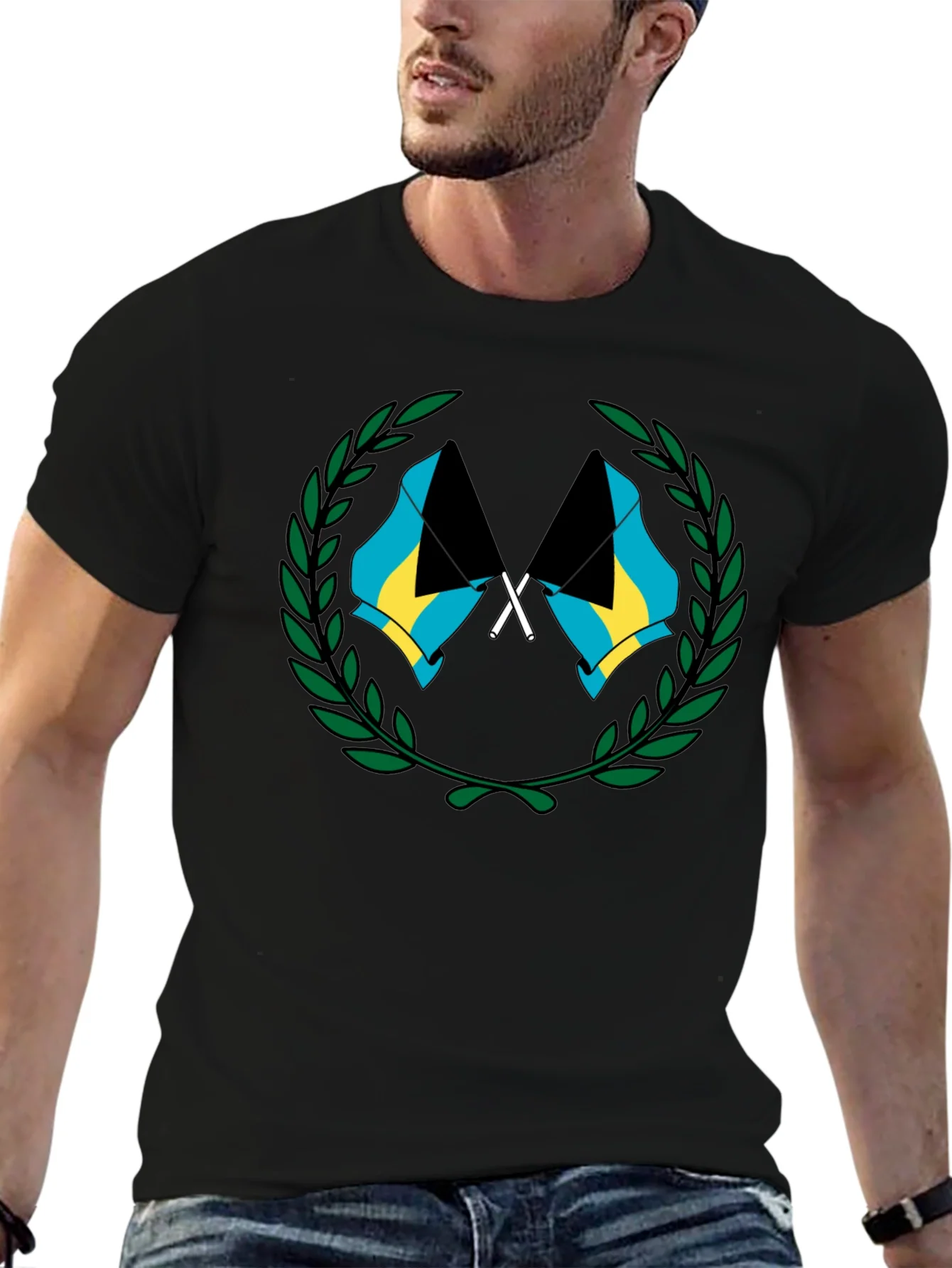 Rebbecca Bahamas Flag Graphic T-Shirt - Black
