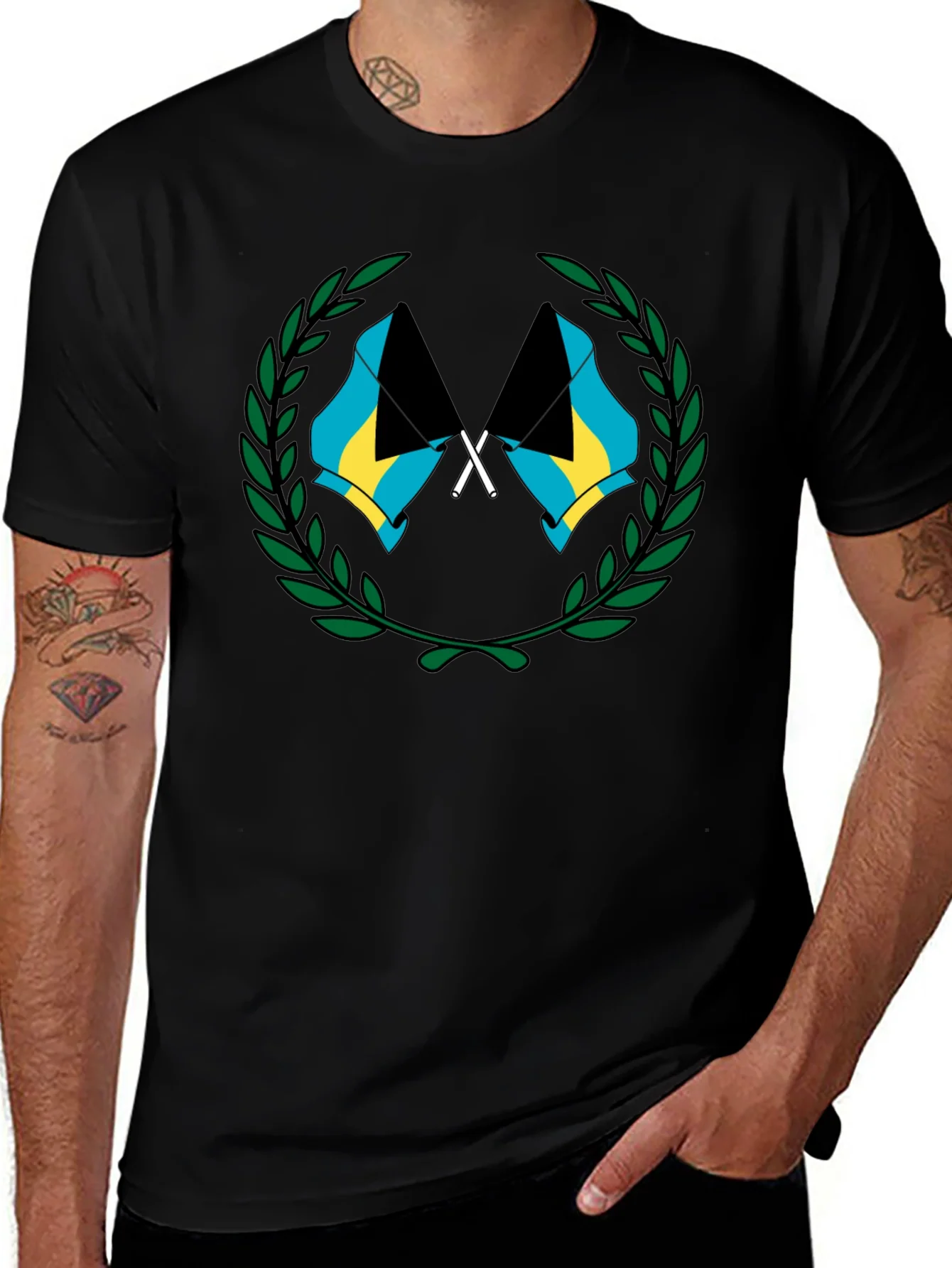 Rebbecca Bahamas Flag Graphic T-Shirt - Black