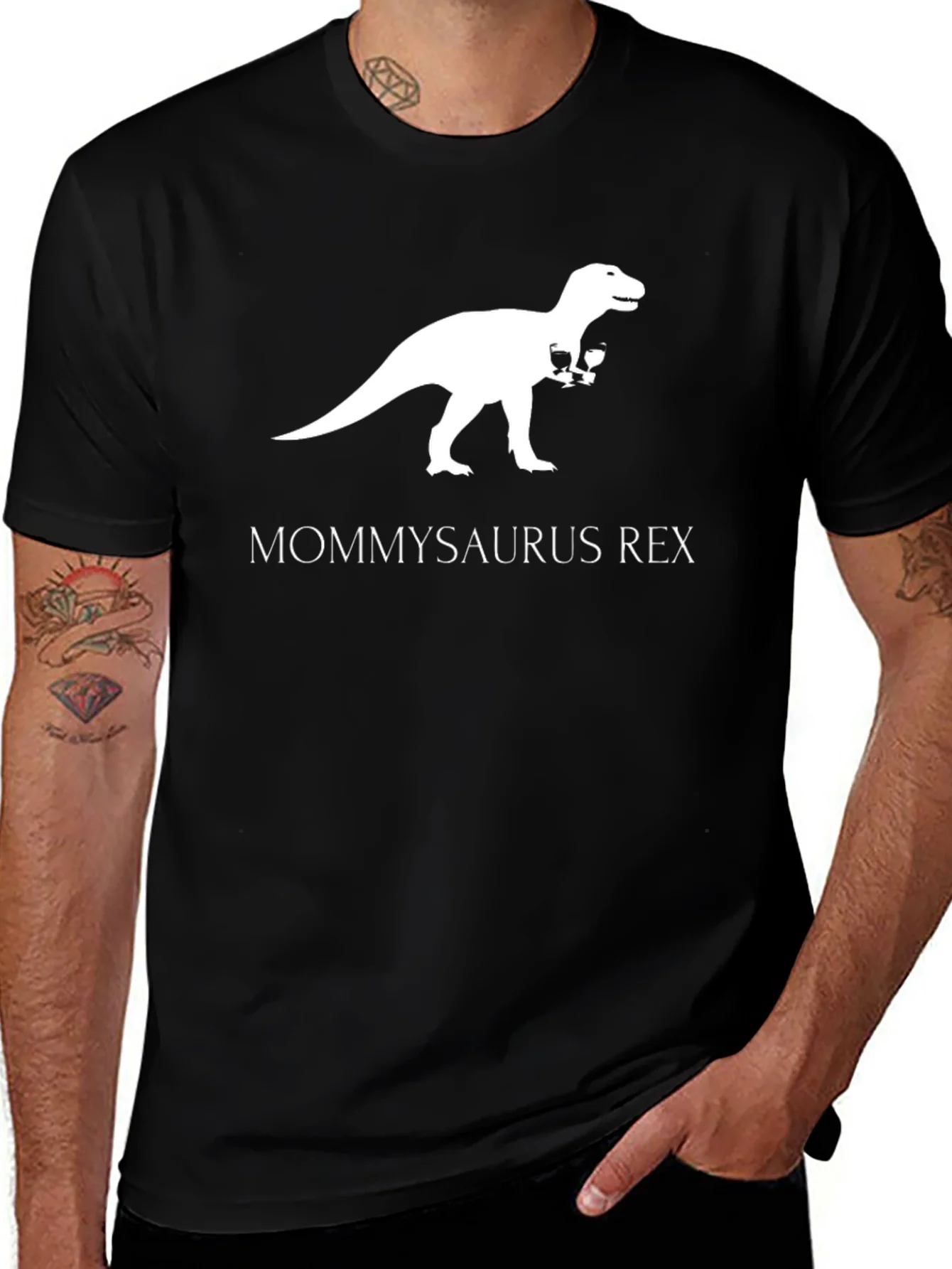 Rebbecca Mommysaurus Rex T-Shirt - Dinosaur Wine Lover Tee