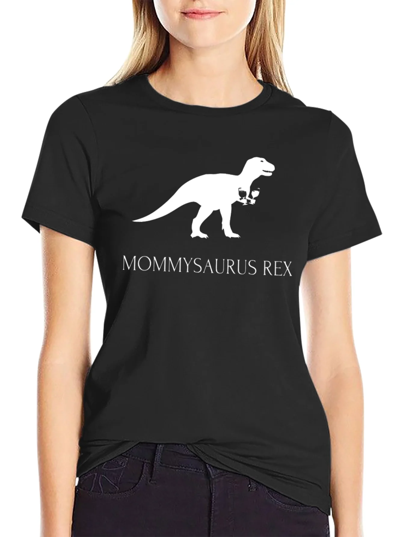Rebbecca Mommysaurus Rex T-Shirt - Dinosaur Wine Lover Tee