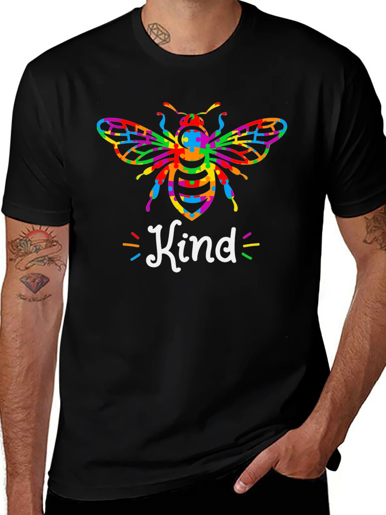 Camiseta Negra Bee Kind para Hombre