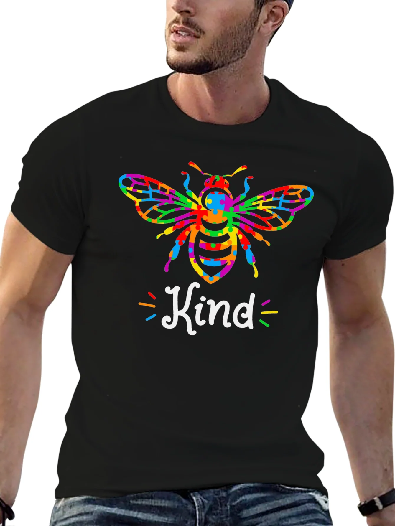 Camiseta Negra Bee Kind para Hombre