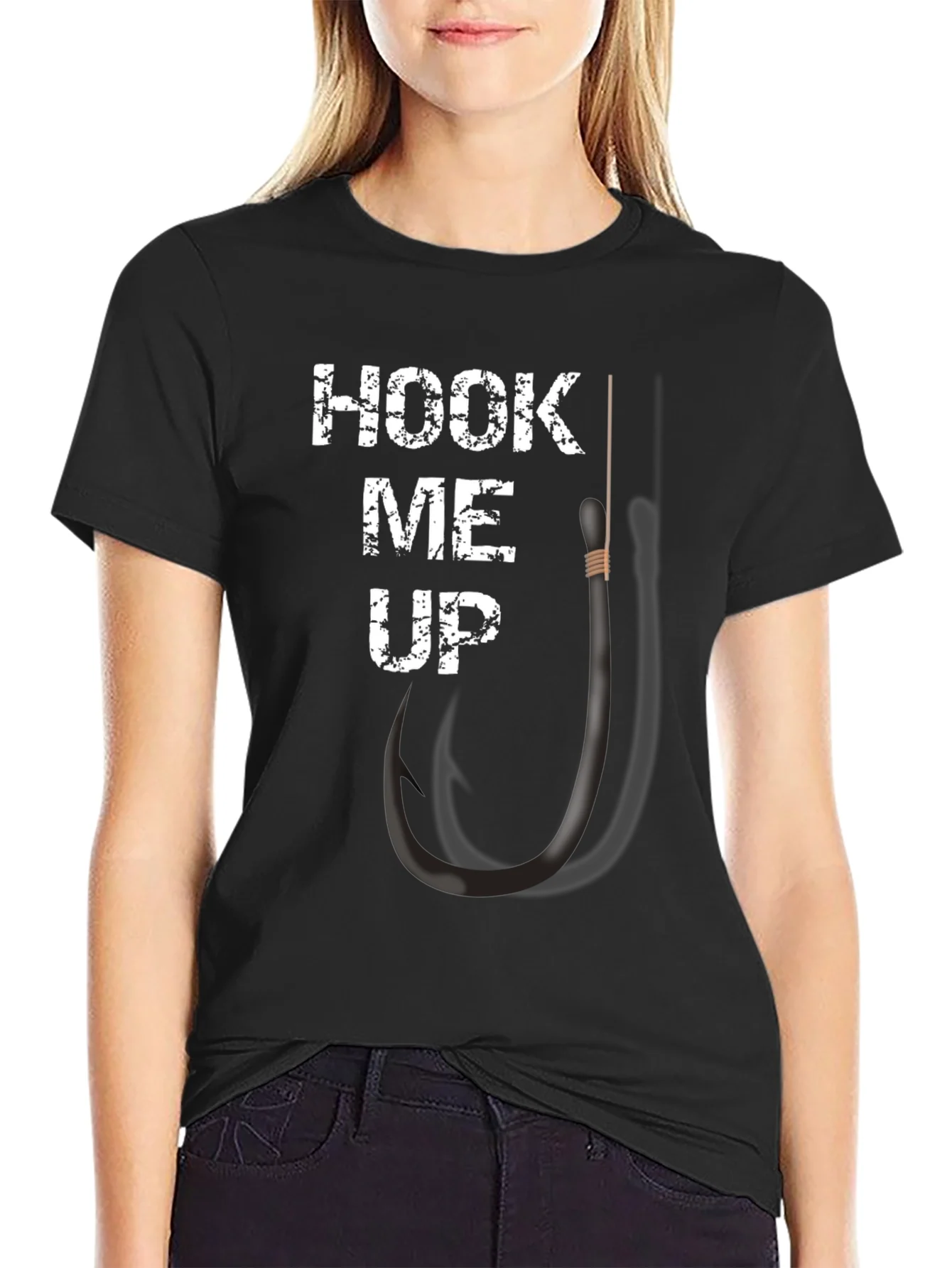 Rebbecca Hook Me Up Funny Fishing Graphic T-Shirt