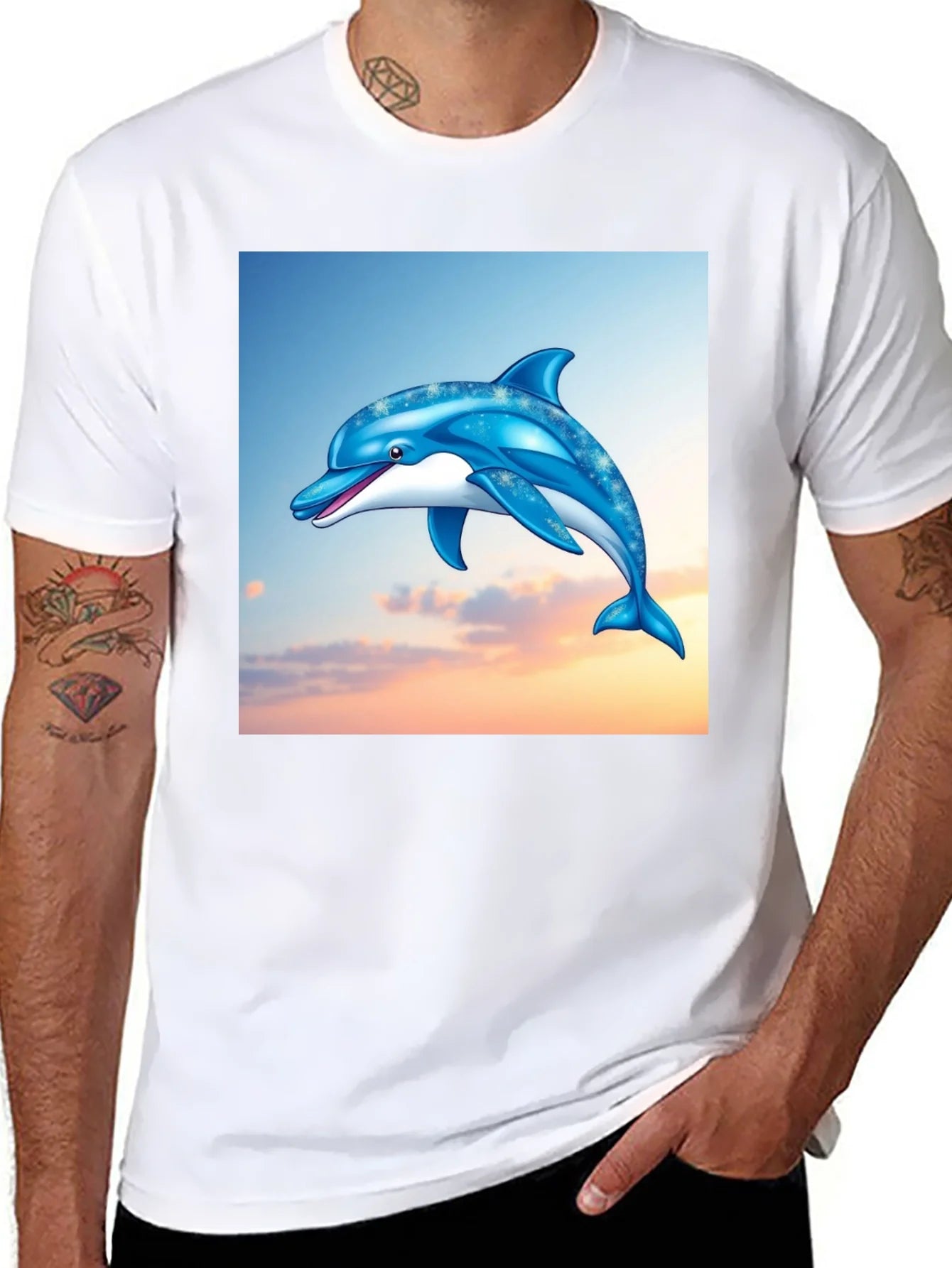 Rebbecca Dolphin Graphic Print Black T-Shirt