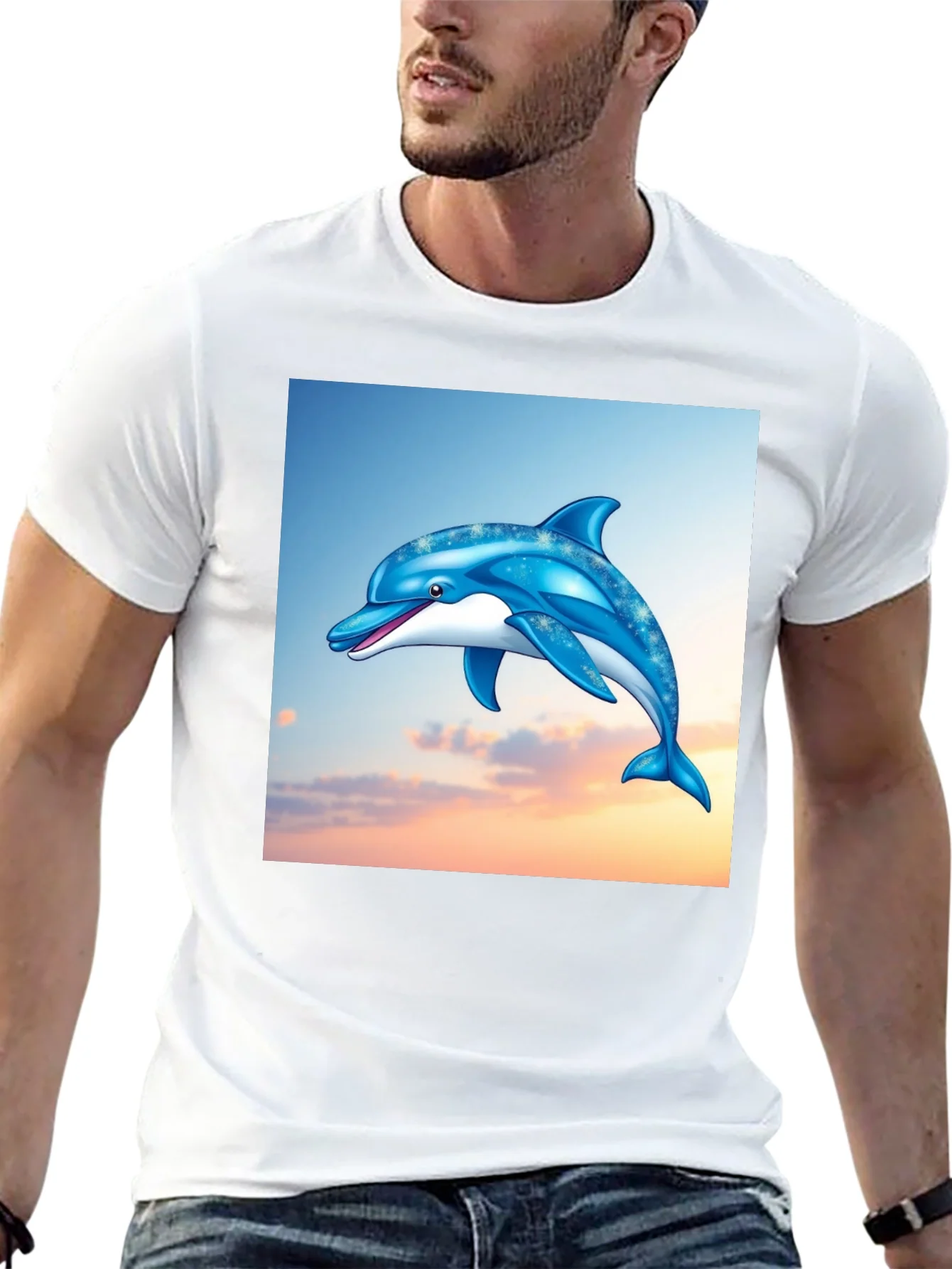Rebbecca Dolphin Graphic Print Black T-Shirt