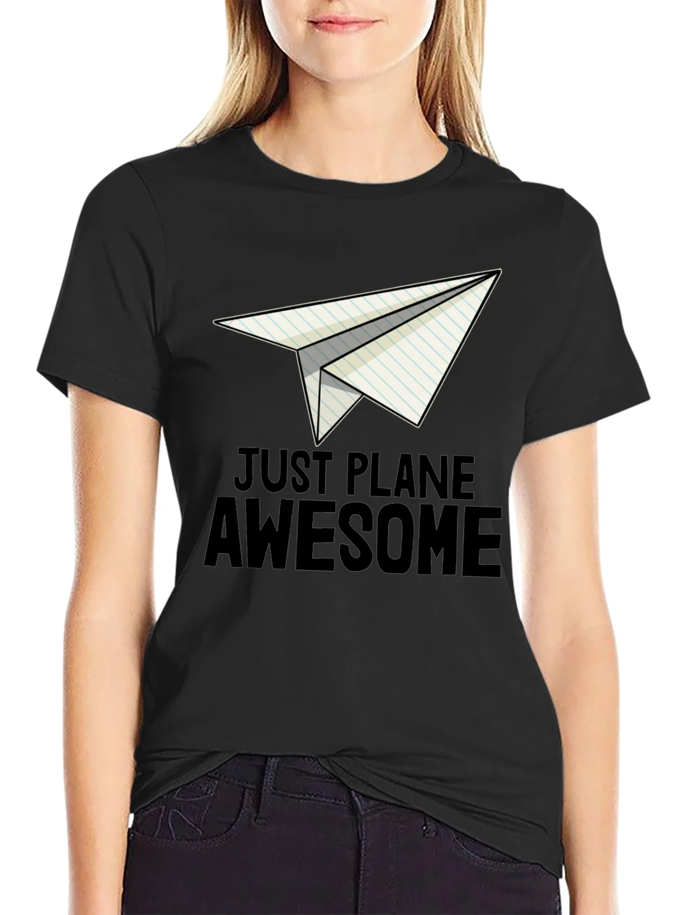 Rebbecca Just Plane Awesome Black T-Shirt