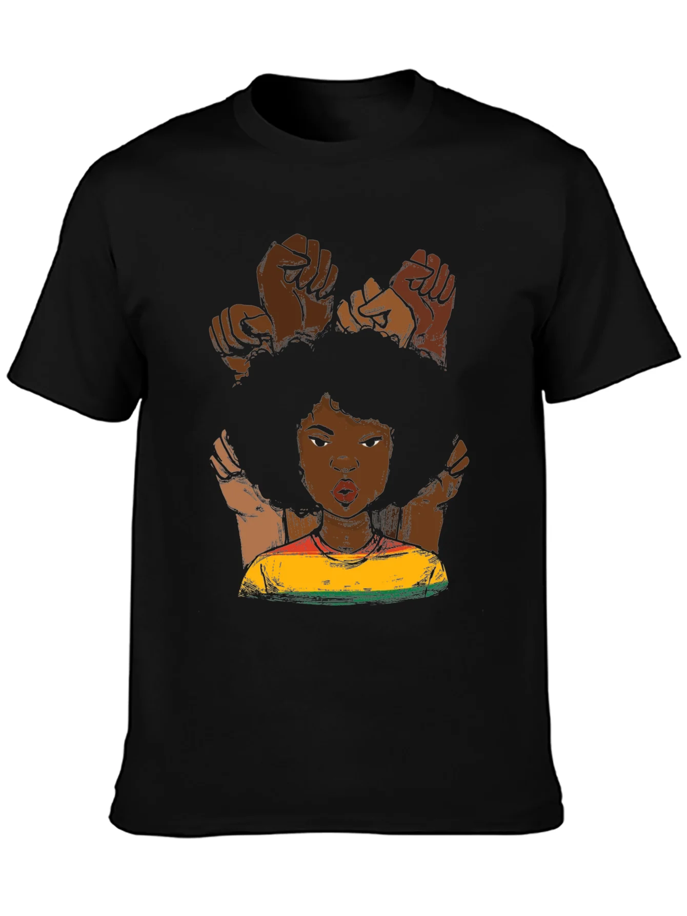 Rebbecca Black Power Fist Afro Woman Graphic Tee