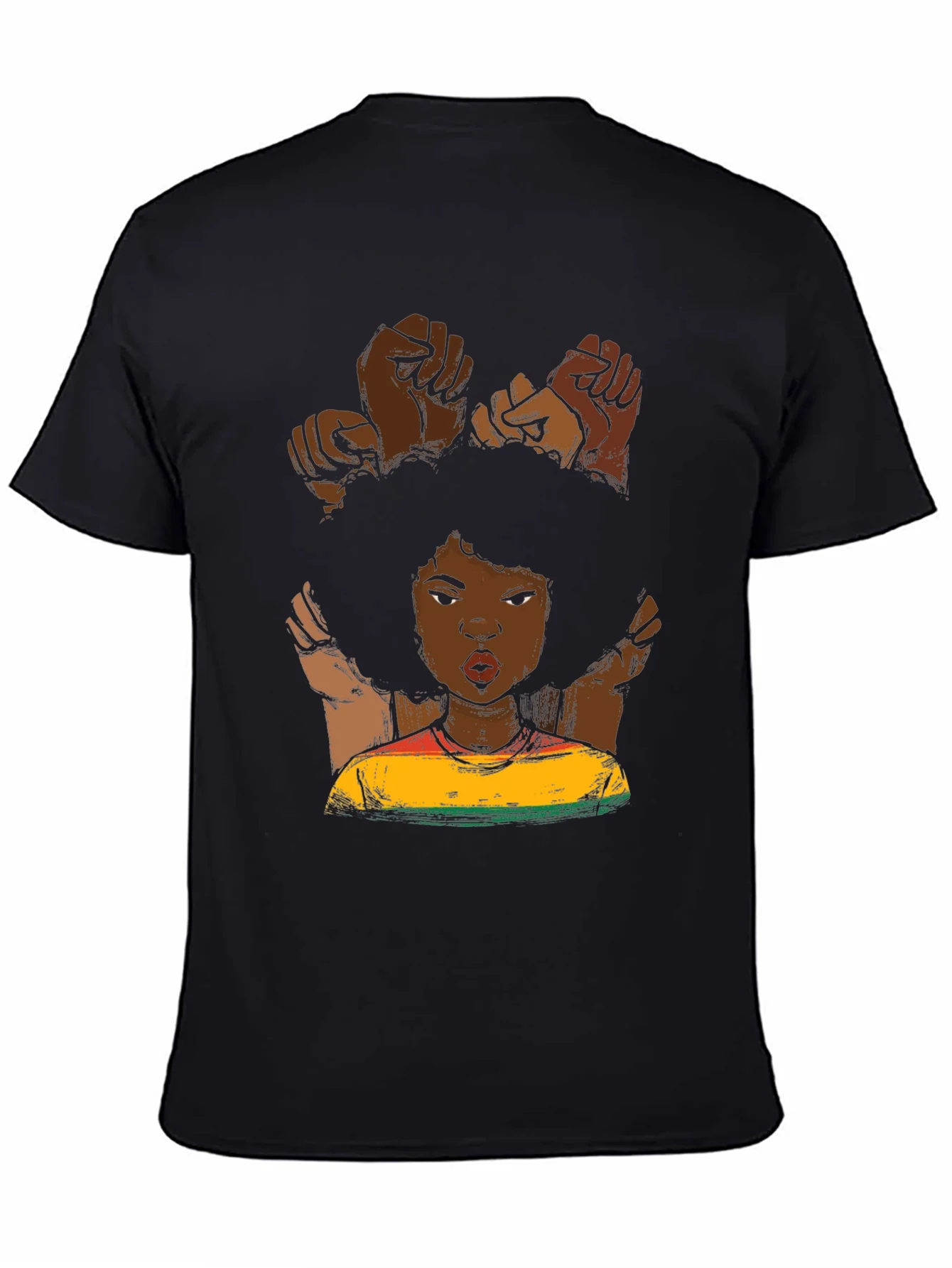 Rebbecca Black Power Fist Afro Woman Graphic Tee