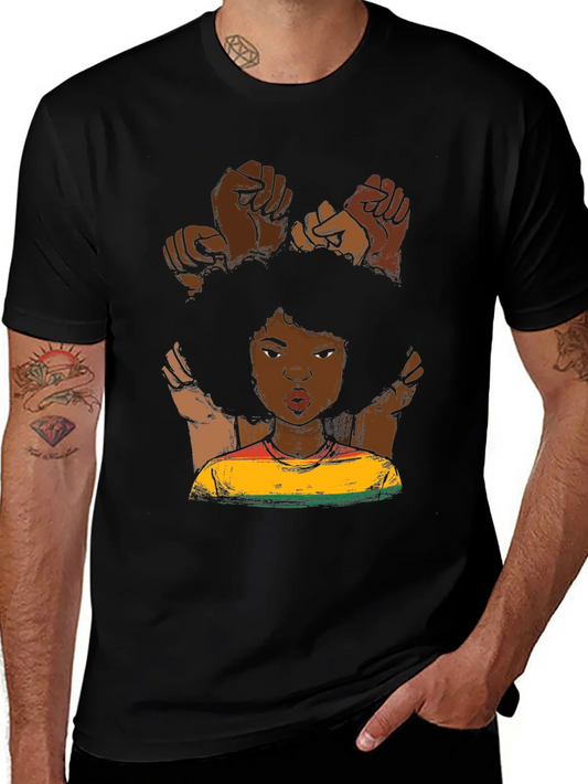Rebbecca Black Power Fist Afro Woman Graphic Tee