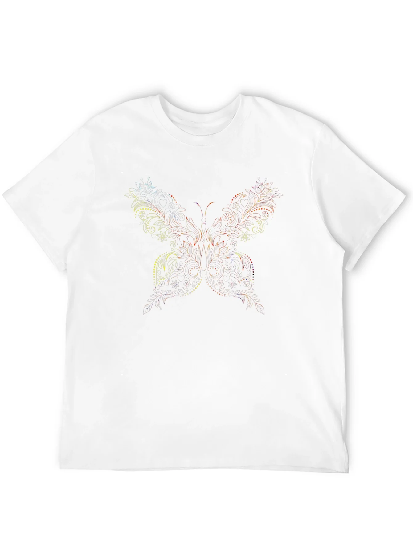 Camiseta Negra Estampado Mariposa Floral Hombre