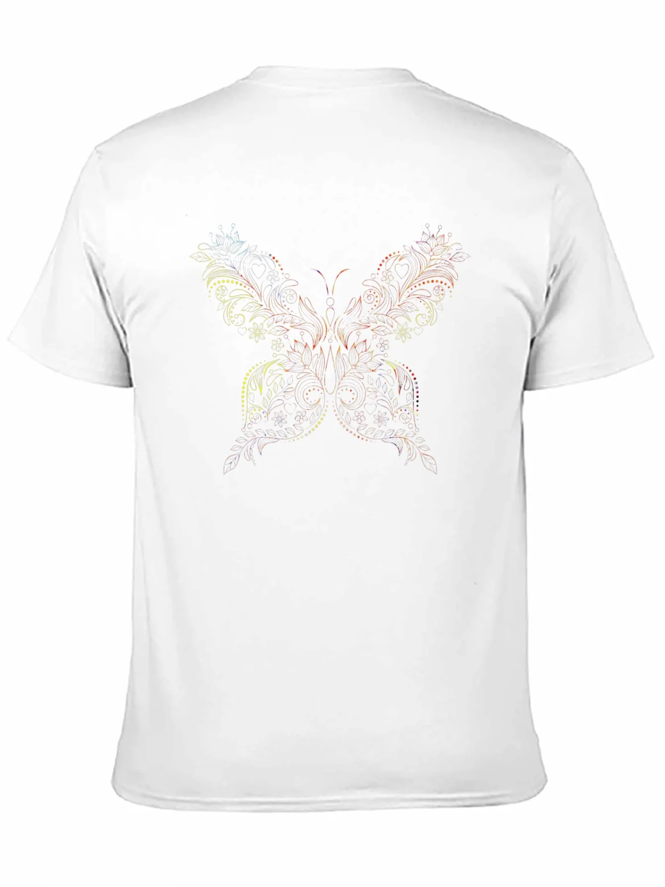 Camiseta Negra Estampado Mariposa Floral Hombre