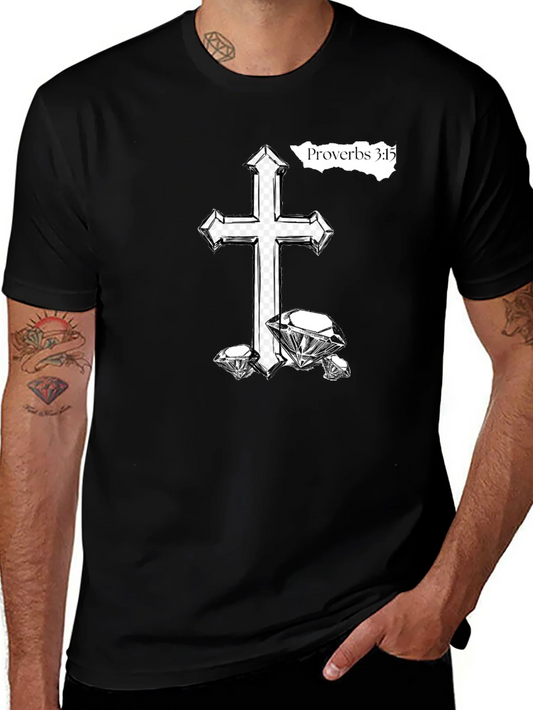 Rebbecca Cross & Diamonds Black T-Shirt - Proverbs 3:15