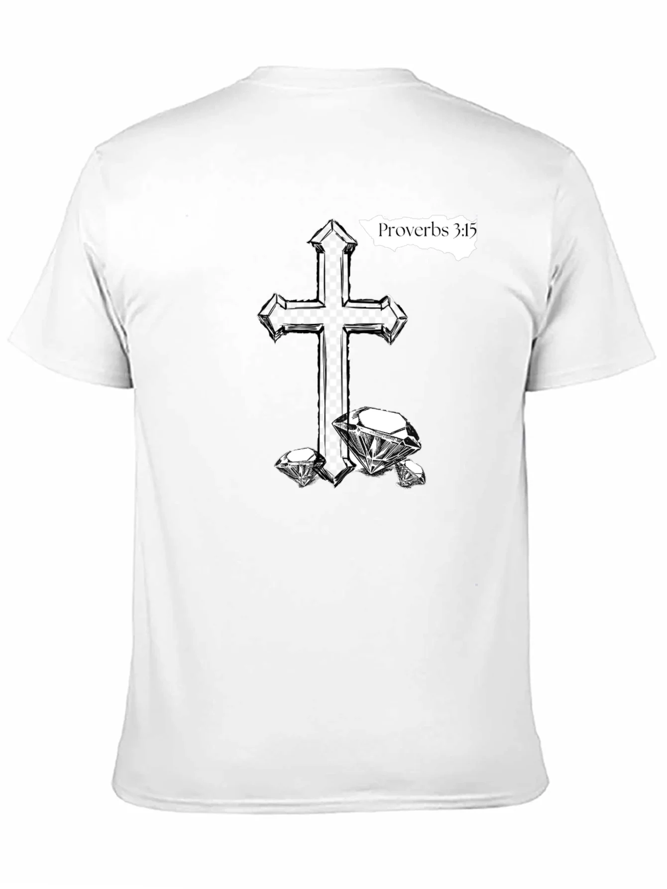Rebbecca Cross & Diamonds Black T-Shirt - Proverbs 3:15