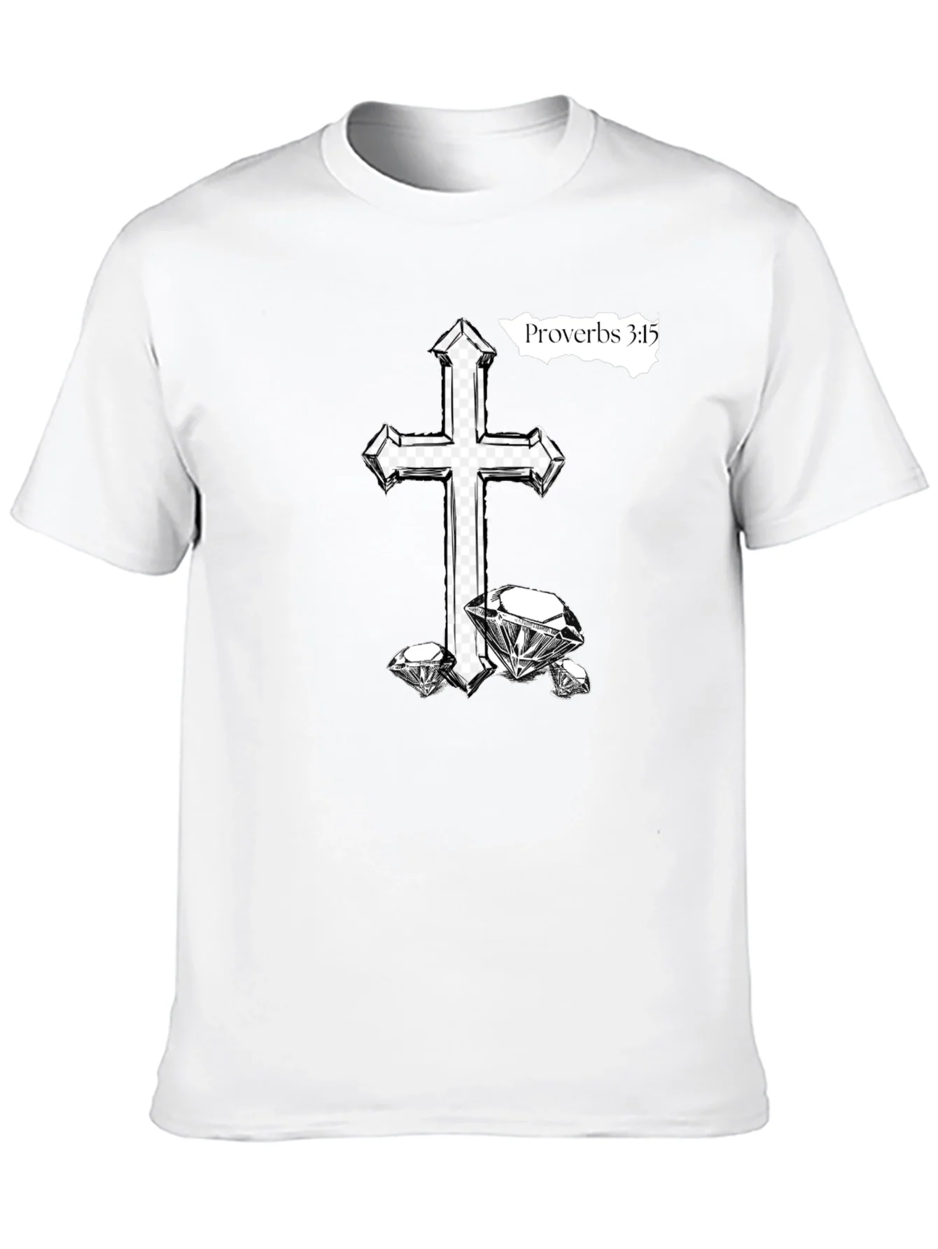 Rebbecca Cross & Diamonds Black T-Shirt - Proverbs 3:15