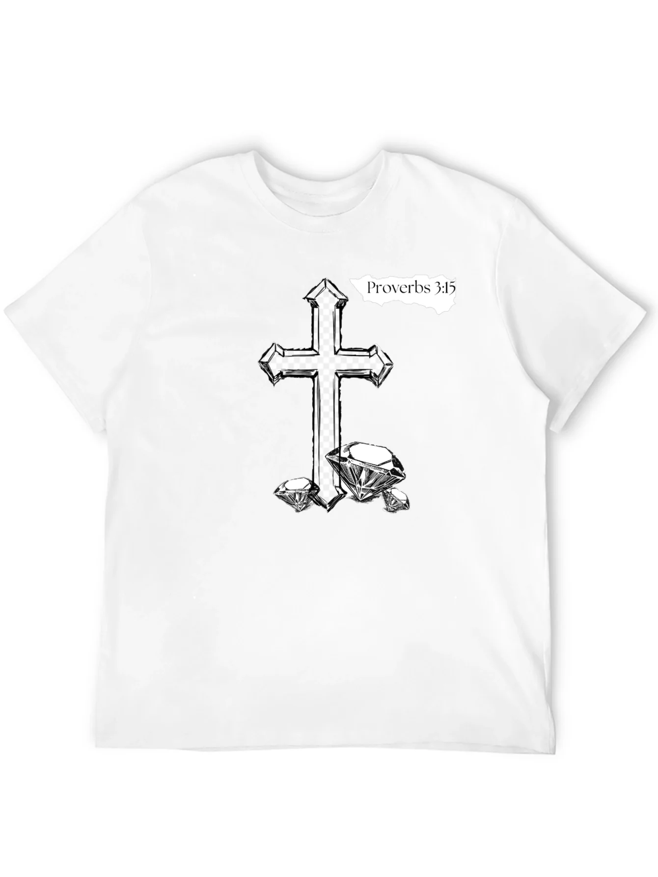 Rebbecca Cross & Diamonds Black T-Shirt - Proverbs 3:15