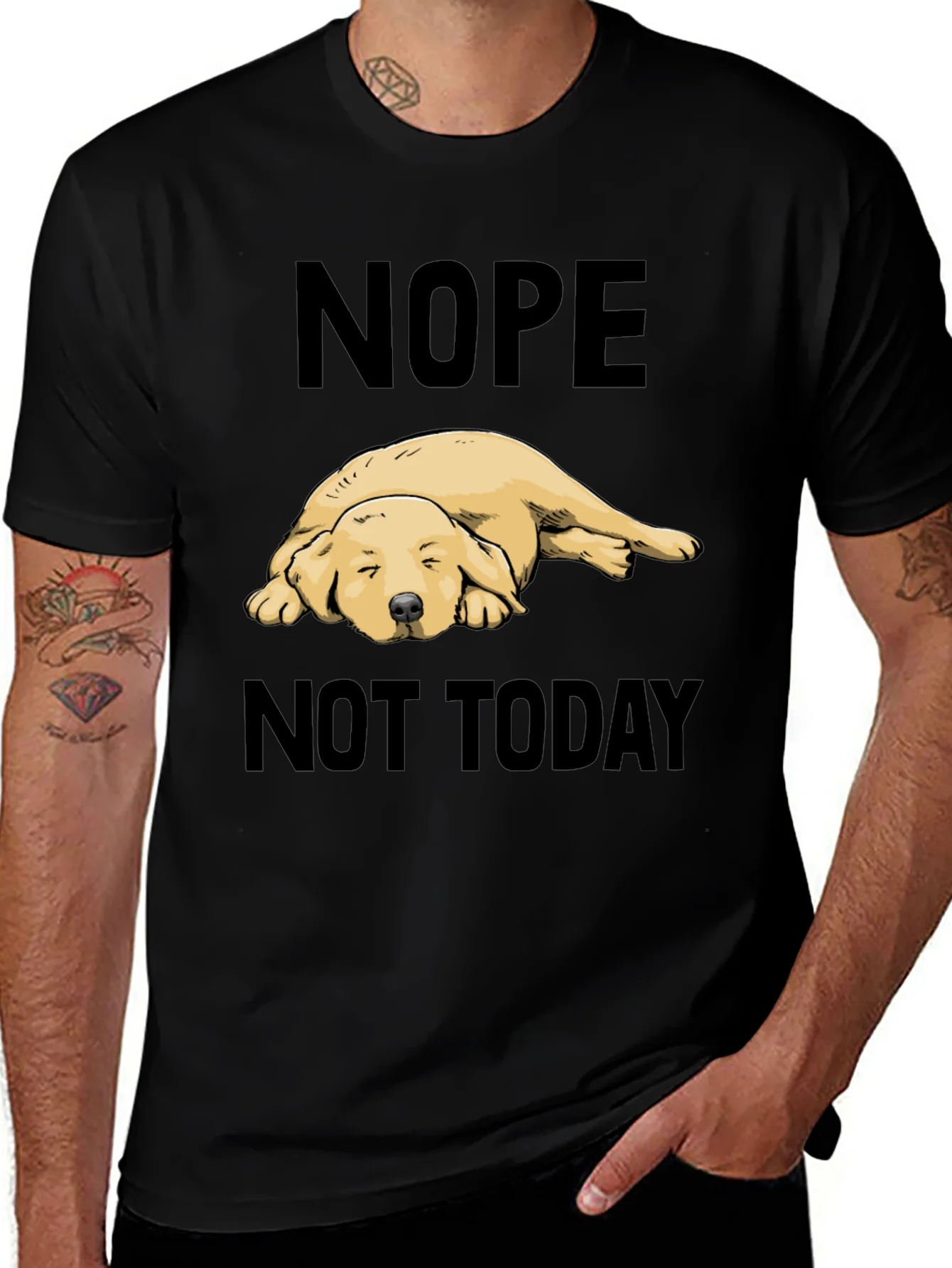 Camiseta Negra Nope Not Today con Dise?o de Perro