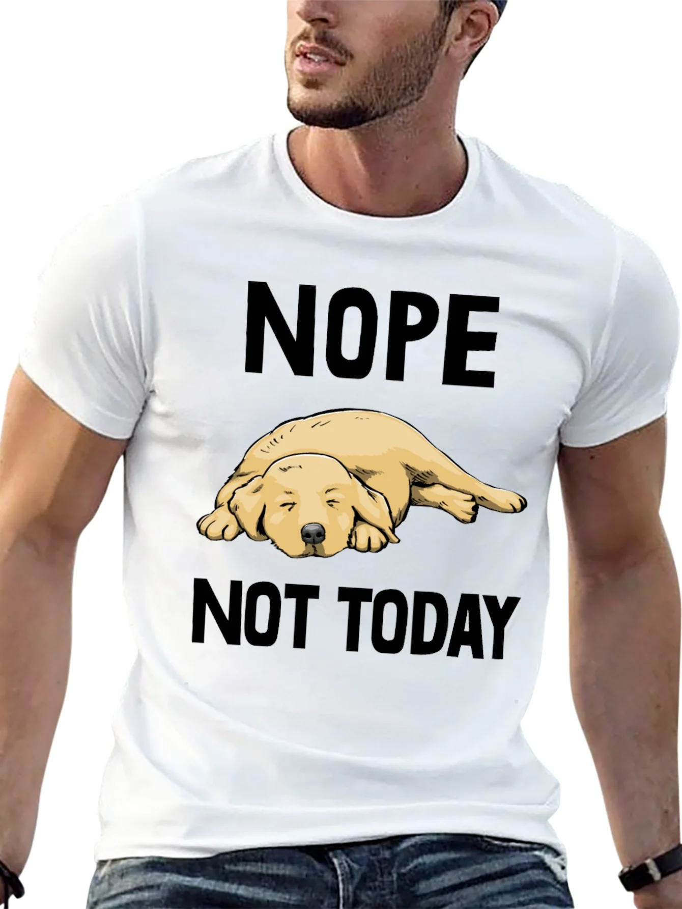 Camiseta Negra Nope Not Today con Dise?o de Perro