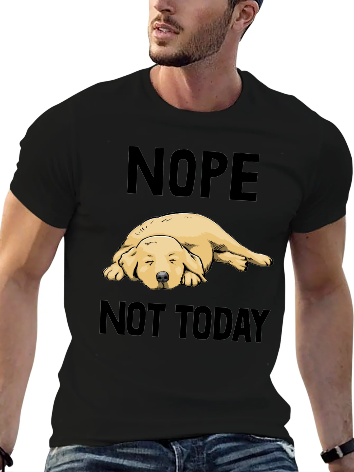 Camiseta Negra Nope Not Today con Dise?o de Perro