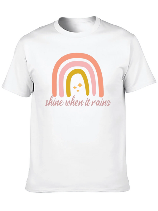 Rebbecca Shine When It Rains Graphic Tee - Trendy Rainbow Design