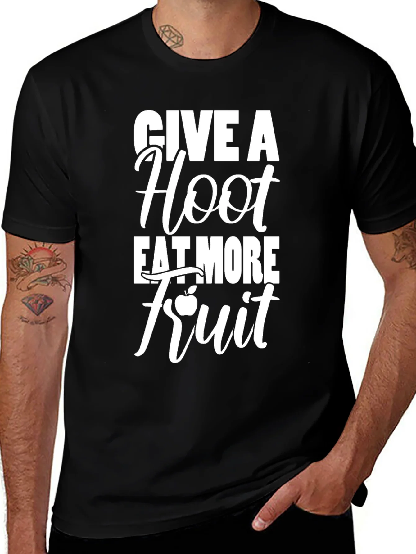 Camiseta Negra: Da un Hoot Come M¨¢s Fruta