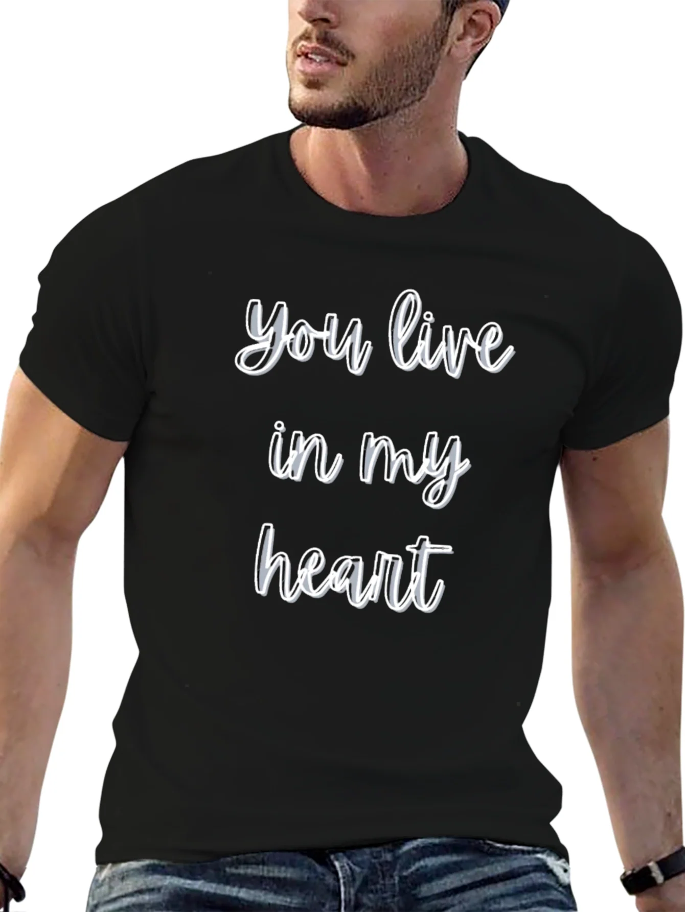 Camiseta Negra You live in my heart