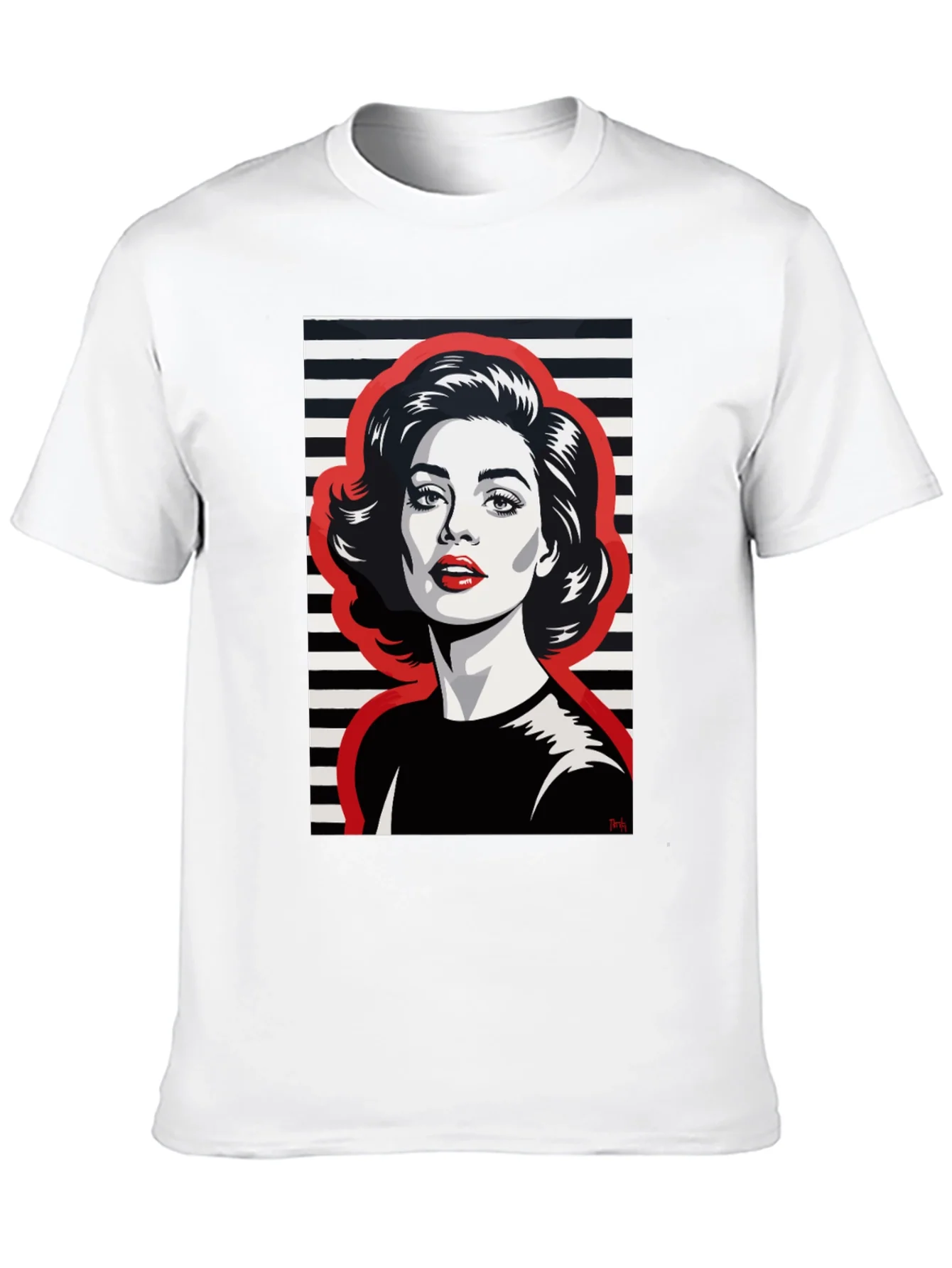 Camiseta Negra con Estampado Pop Art Mujer