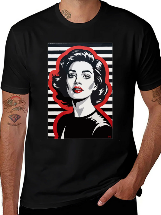Camiseta Negra con Estampado Pop Art Mujer