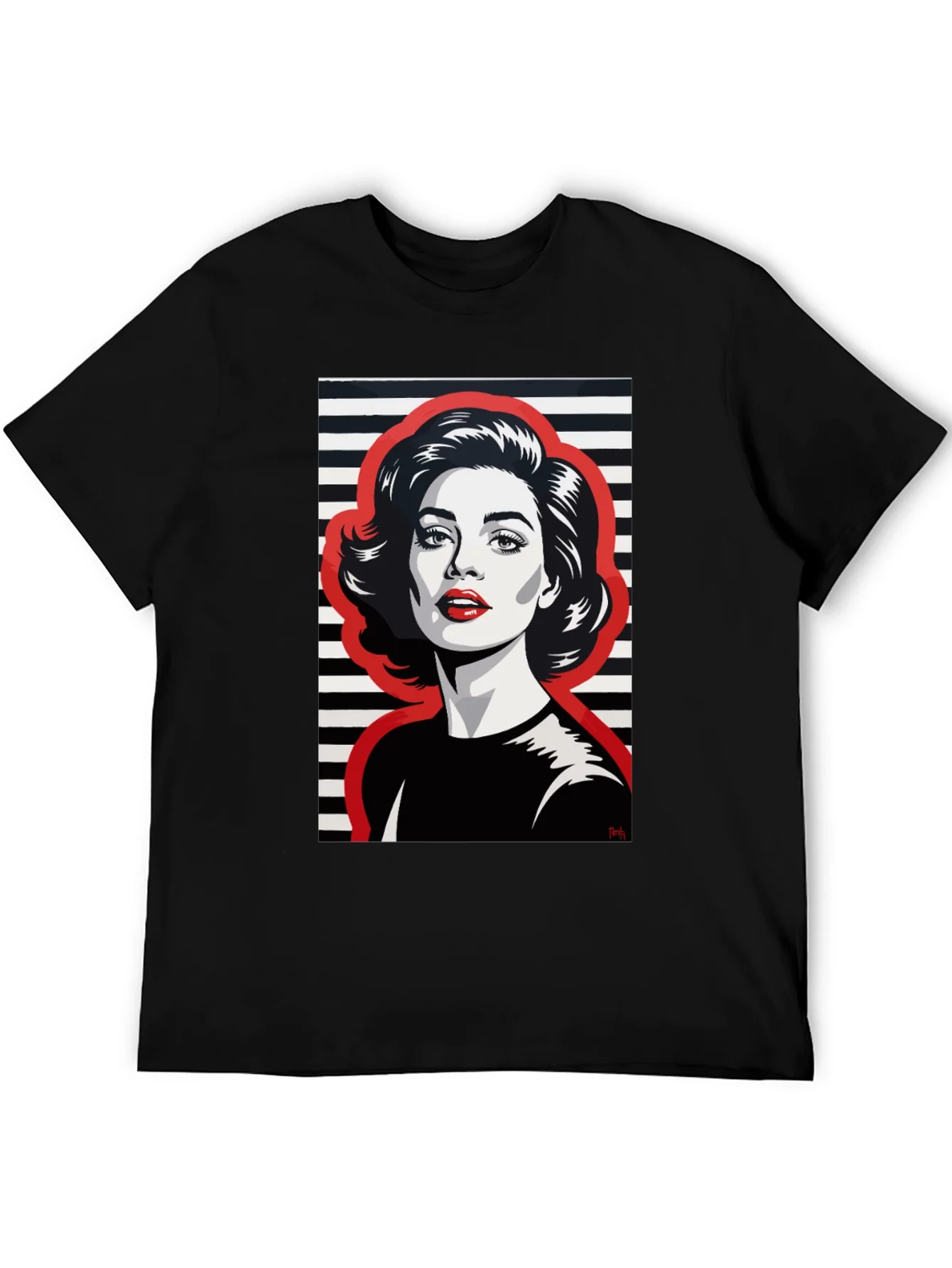 Camiseta Negra con Estampado Pop Art Mujer