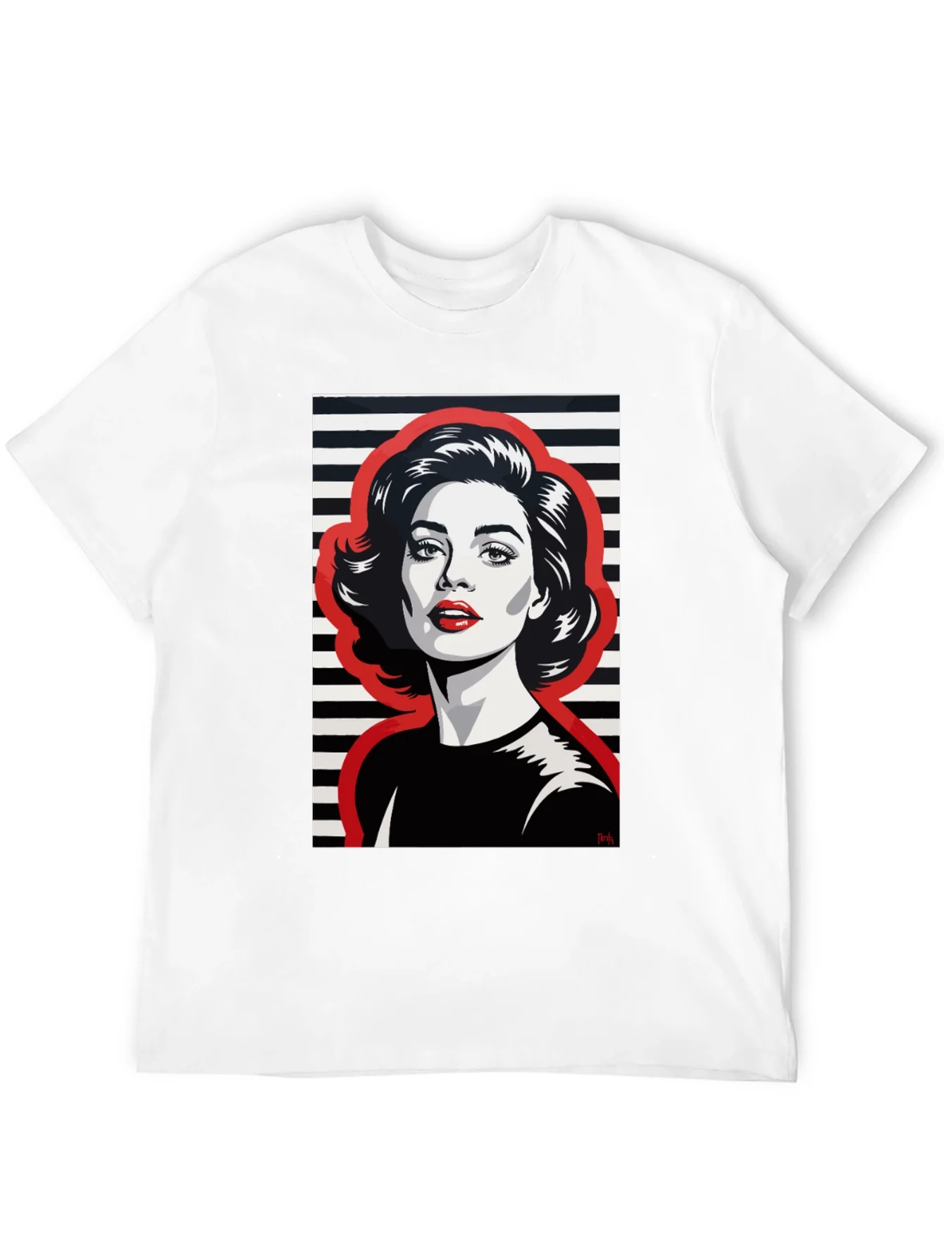 Camiseta Negra con Estampado Pop Art Mujer