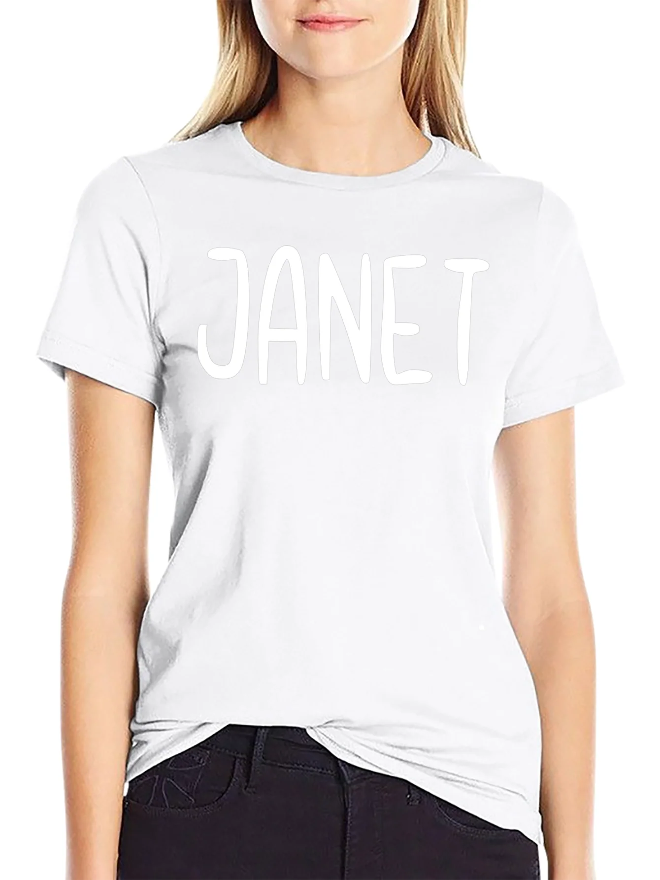 Camiseta Negra con Nombre JANET en Blanco