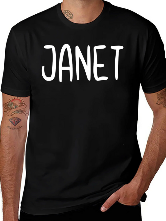 Camiseta Negra con Nombre JANET en Blanco