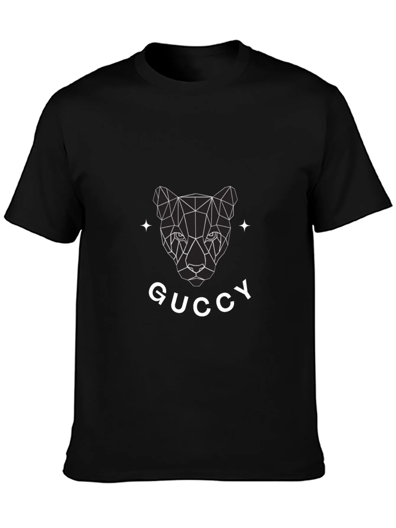 Camiseta Negra con Dise?o Gr¨¢fico Guccy