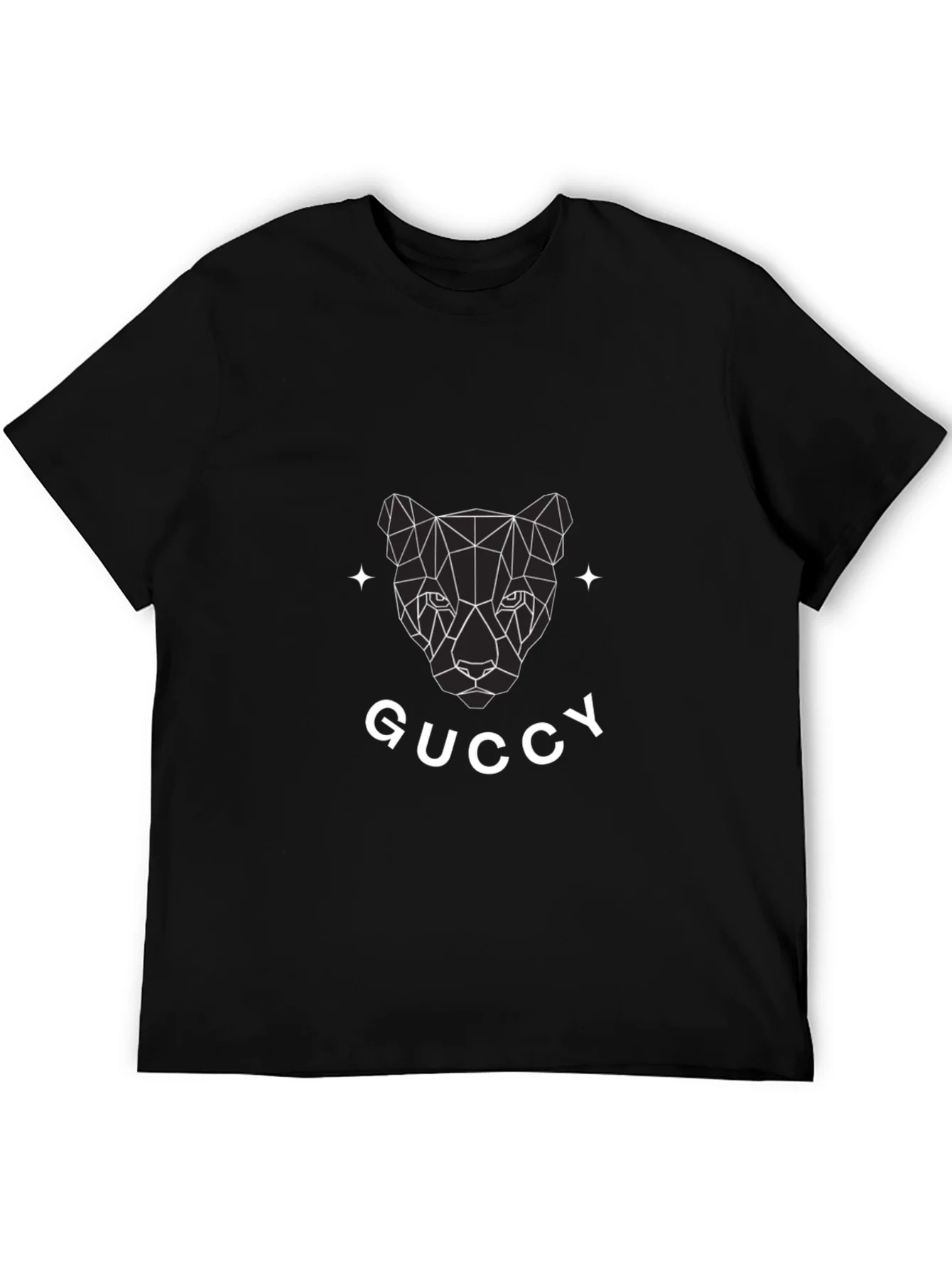 Camiseta Negra con Dise?o Gr¨¢fico Guccy