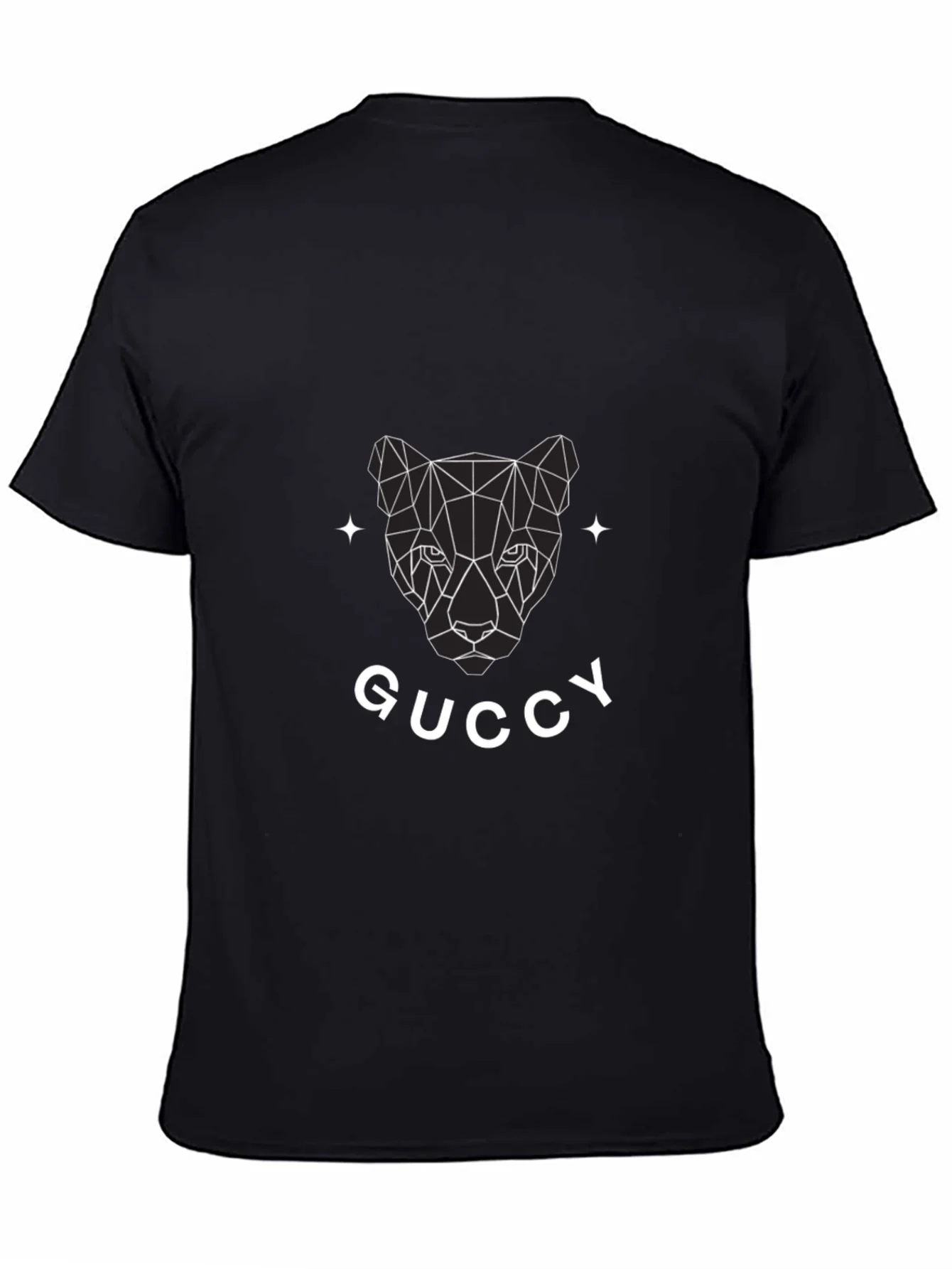 Camiseta Negra con Dise?o Gr¨¢fico Guccy