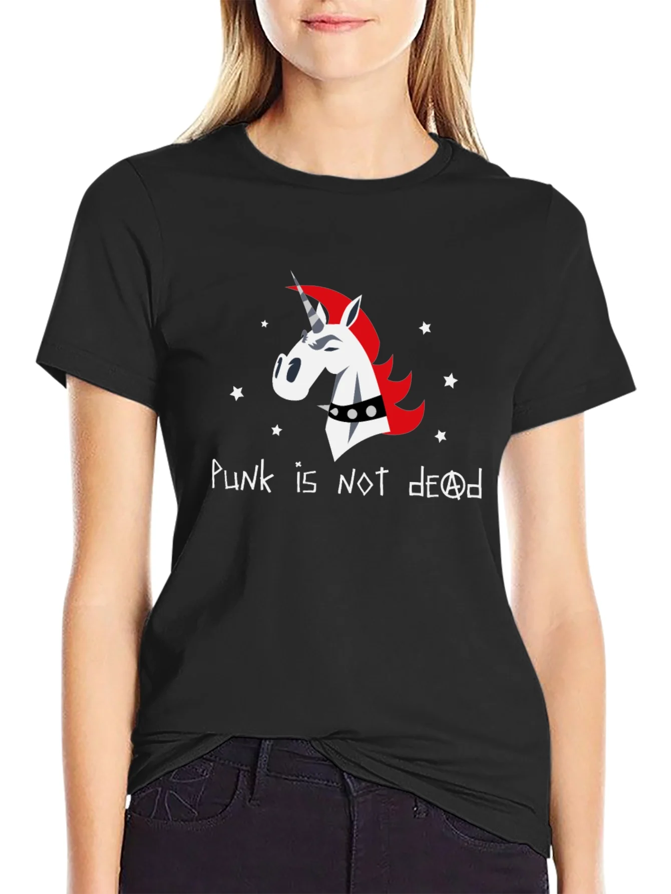 Camiseta Negra Unisex - Unicornio Punk