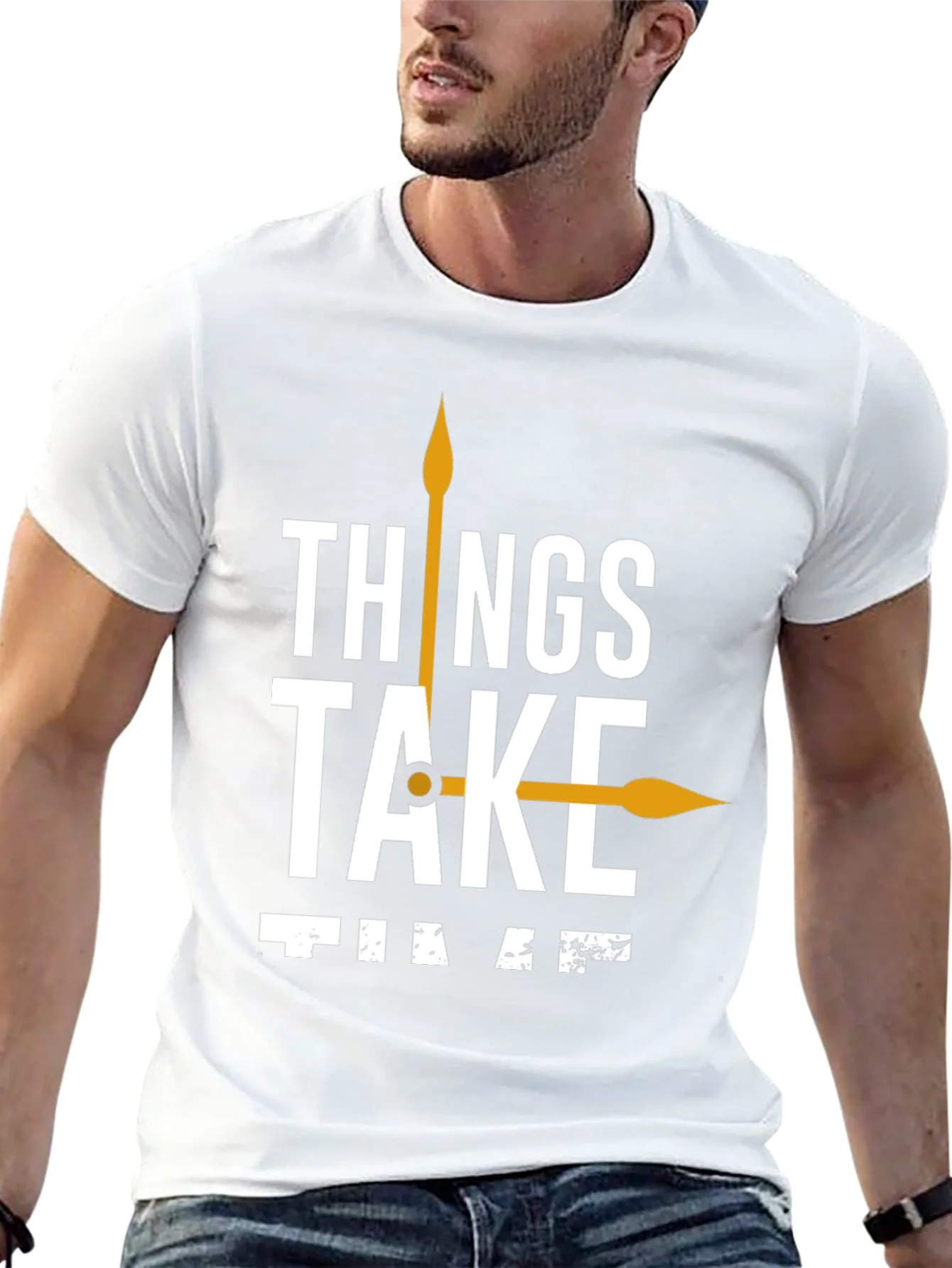 Rebbecca Things Take Time T-Shirt Black Casual Cotton Tee