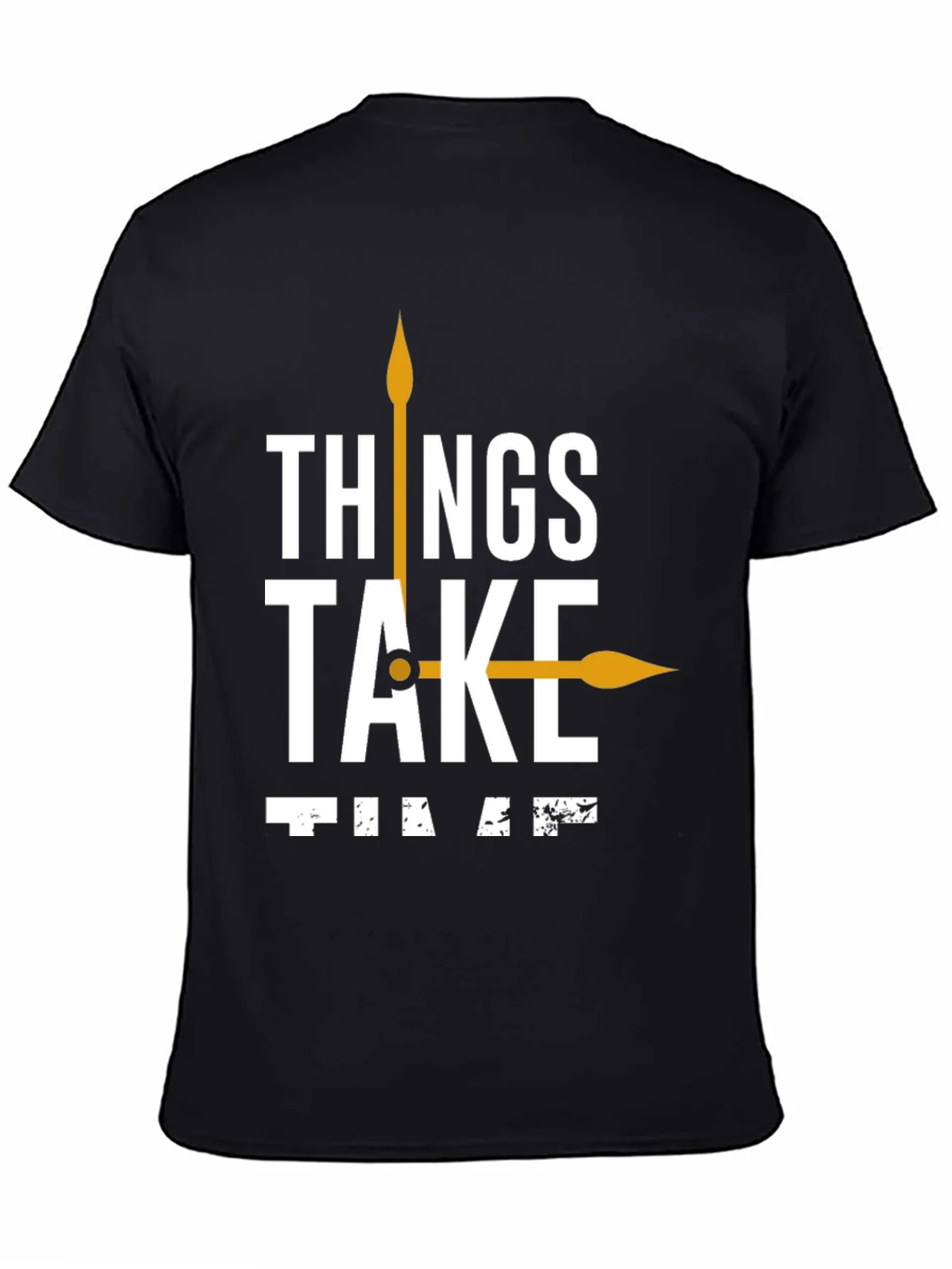 Rebbecca Things Take Time T-Shirt Black Casual Cotton Tee