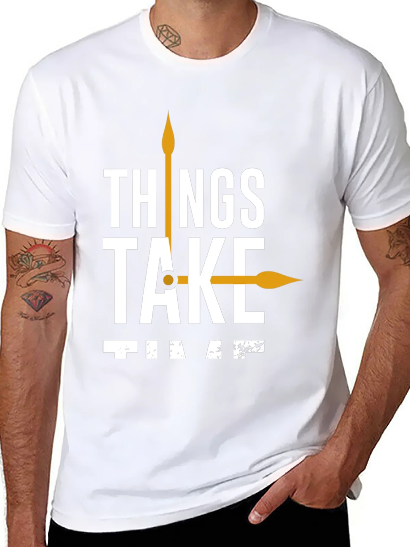 Rebbecca Things Take Time T-Shirt Black Casual Cotton Tee