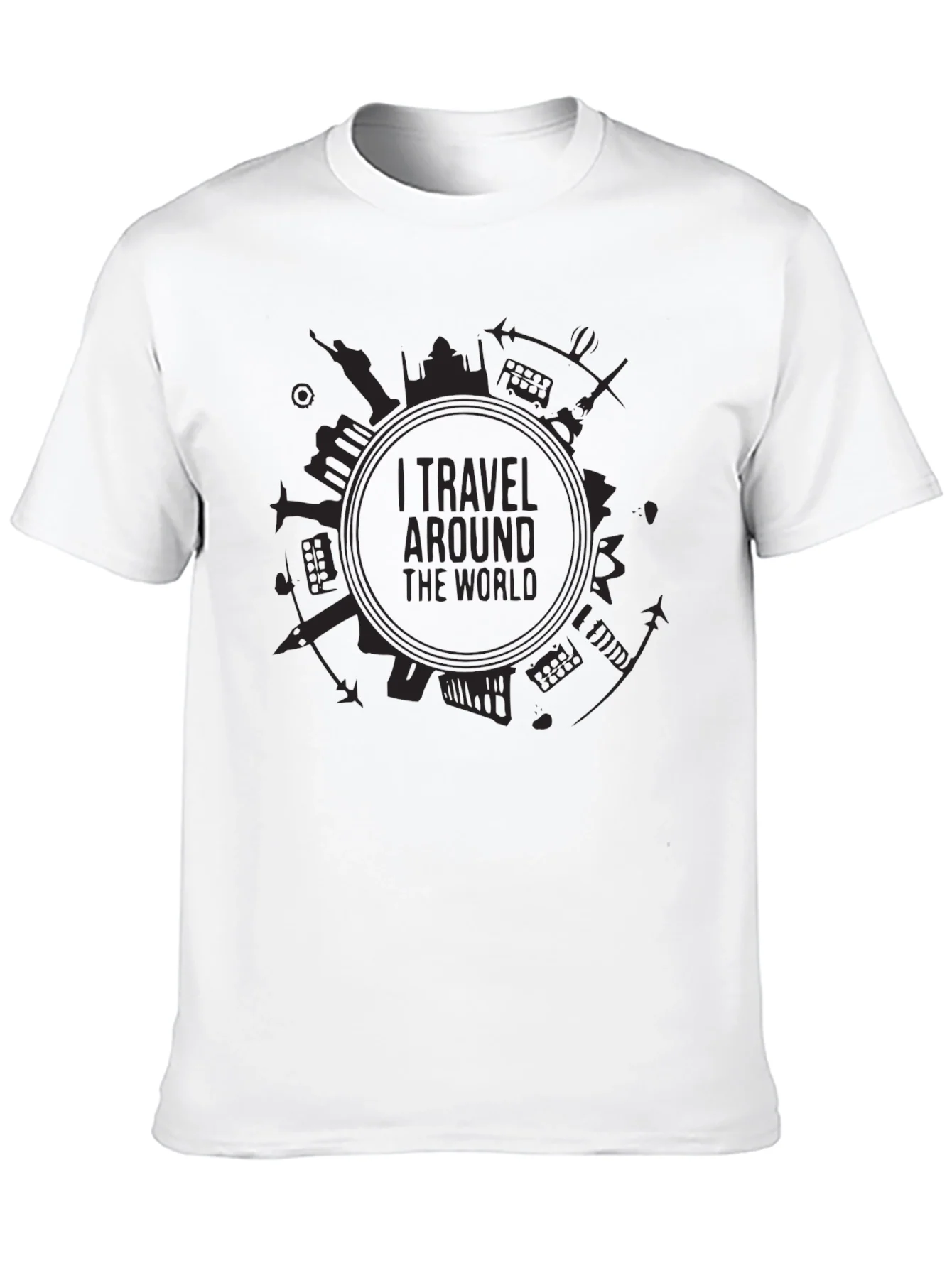 Camiseta Negra I Travel Around the World Unisex