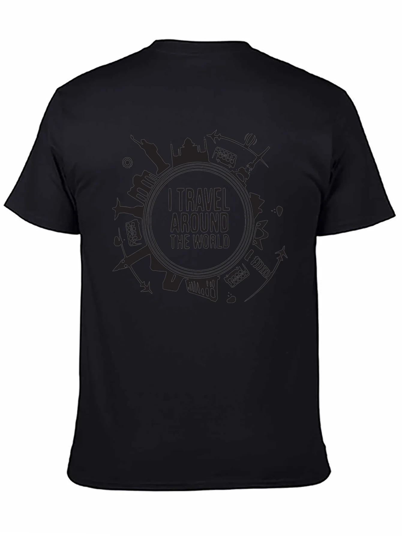 Camiseta Negra I Travel Around the World Unisex