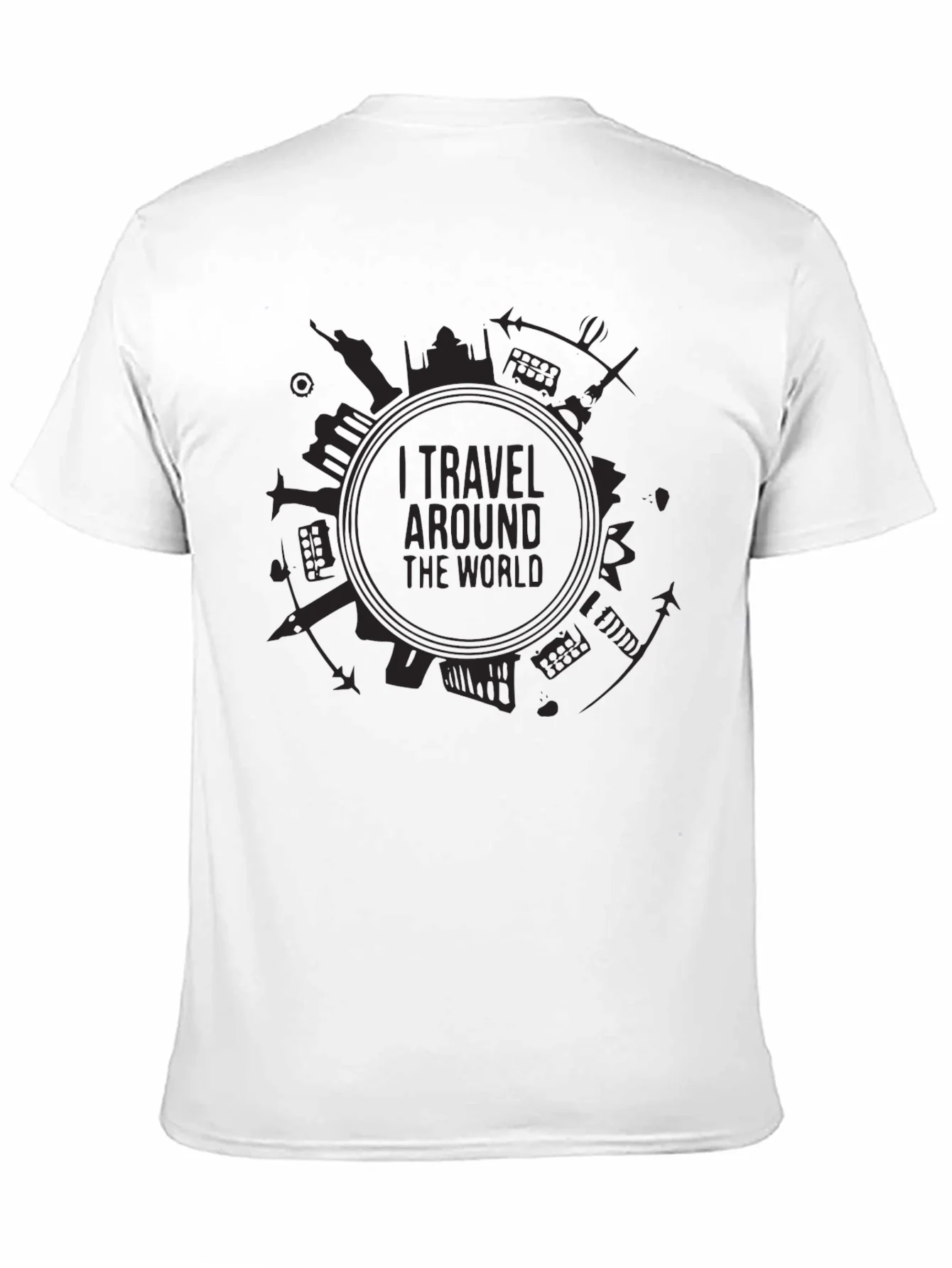 Camiseta Negra I Travel Around the World Unisex