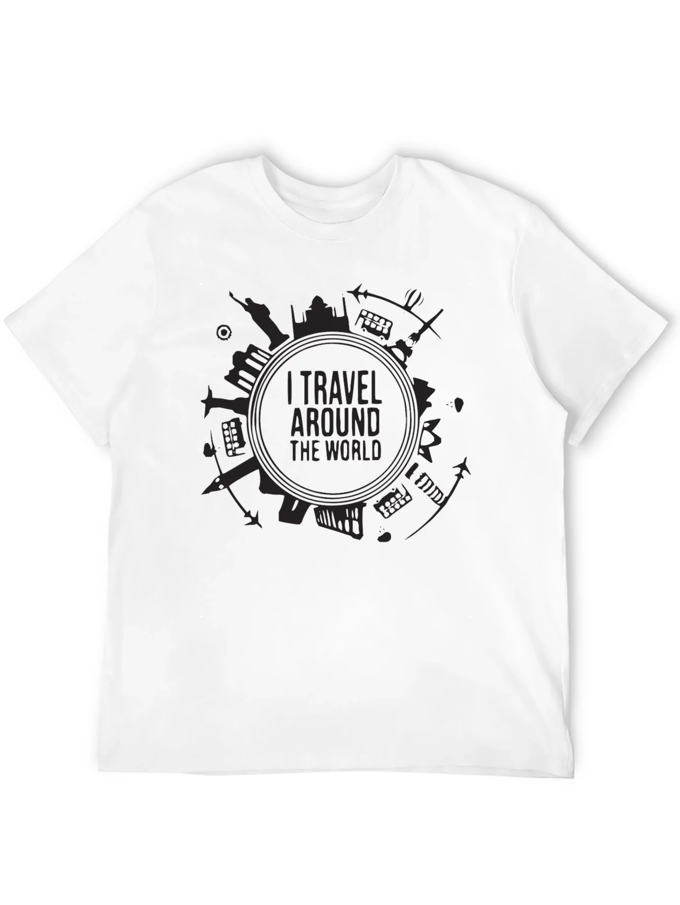 Camiseta Negra I Travel Around the World Unisex