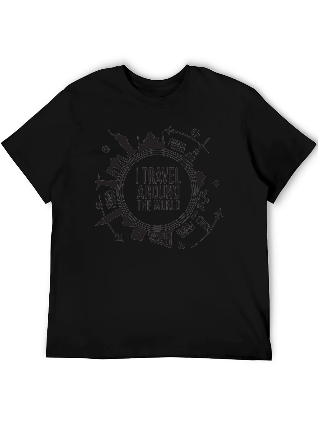 Camiseta Negra I Travel Around the World Unisex